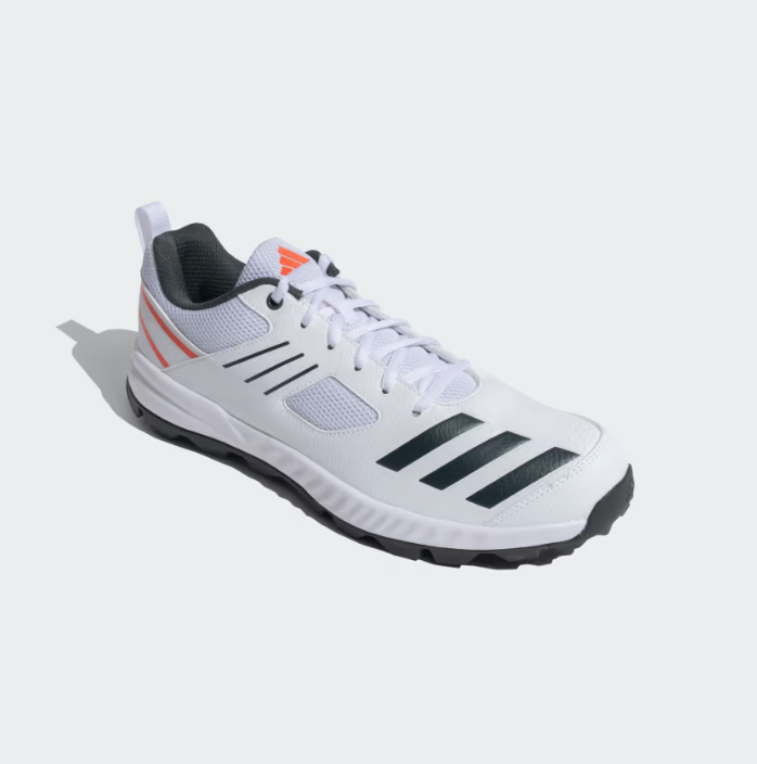 Adidas Cricket Shoes for Men - Cri Hase 23 M in Cloud White/Legend Ivy/Solar Red | Lightweight Performance Footwear for Cricket Matches & Training