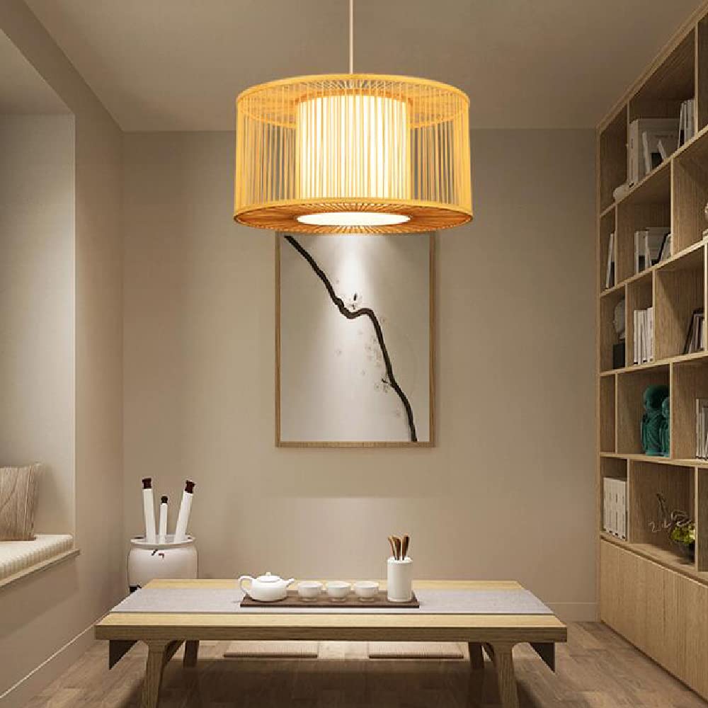 Birdcage Bamboo Chandelier - Handwoven Rattan Wicker Pendant Light with Natural Woven Lampshade | Eco-Friendly Restaurant, Bar & Home Decor Lighting | Perfect for Boho, Coastal & Tropical Interior Design
