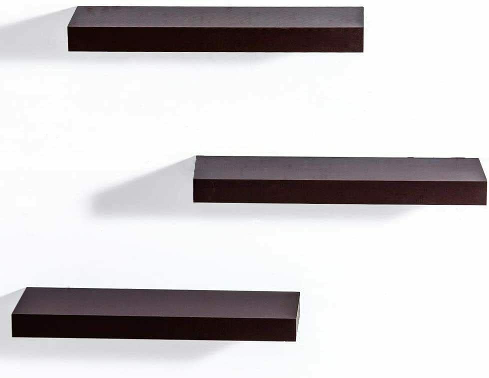CarteRE Floating Wall Shelves Set of 3 - Modern Wide Panel Display Shelves for Home Decor | Bedroom, Bathroom & Living Room Storage | Corner Shelf for Stylish Organization
