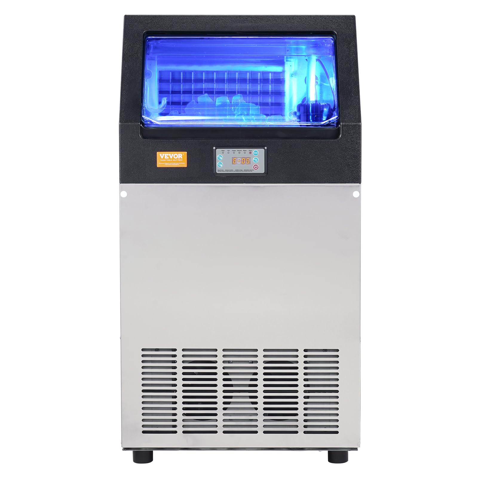 VEVOR Commercial Ice Maker Machine 140LBS/24H with 33LBS Storage - Fast 55 Ice Cubes in 12-15 Mins - Perfect for Bars, Restaurants, Home & Office Use - Ideal for Cocktails, Beverages & Food Preservation