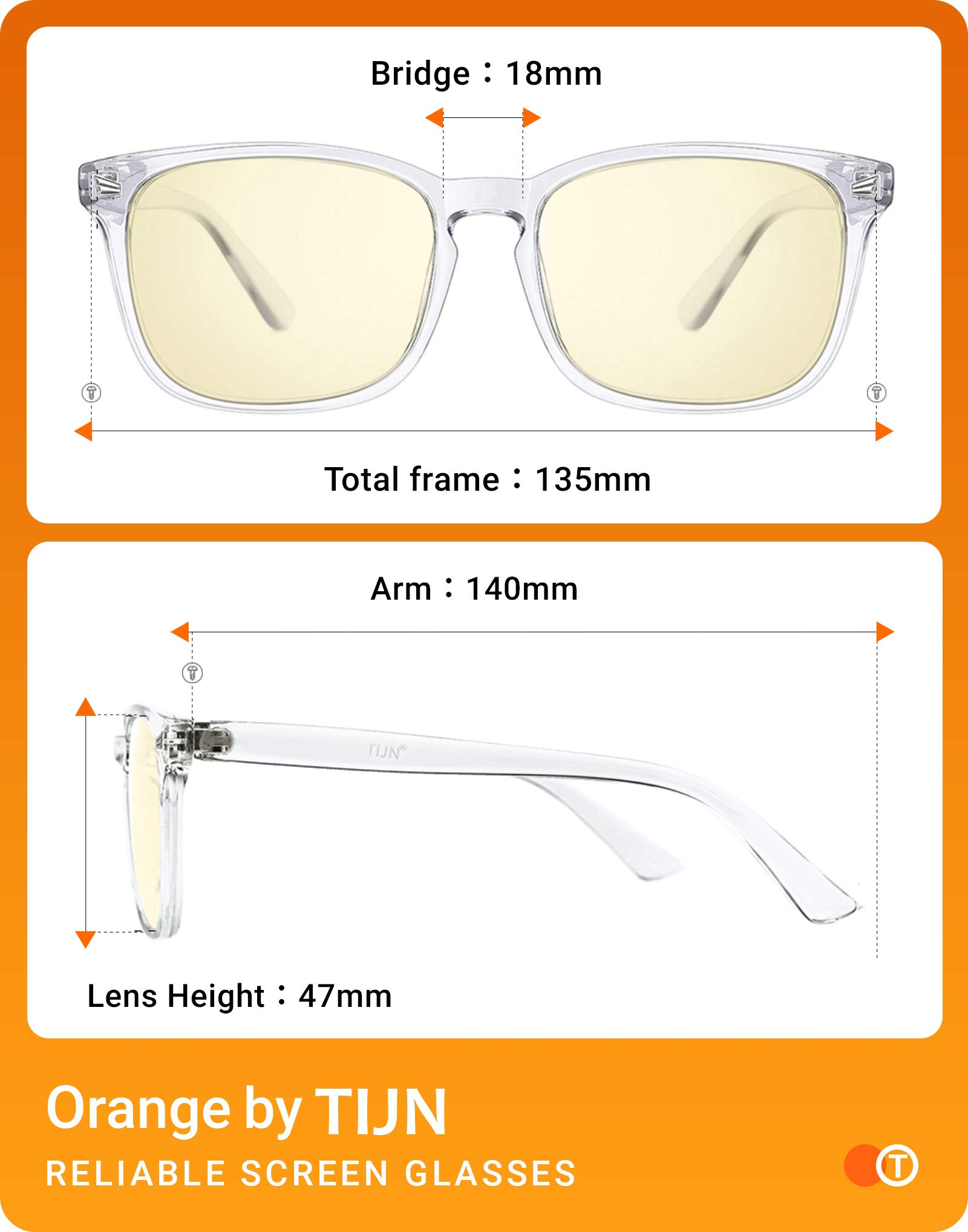 TIJN Blue Light Blocking Gaming Glasses for Women & Men - Anti Eyestrain, Anti UV Glare Computer Glasses - Reduce Digital Eye Fatigue for Gamers, Office Workers & Students (Transparent Frame)