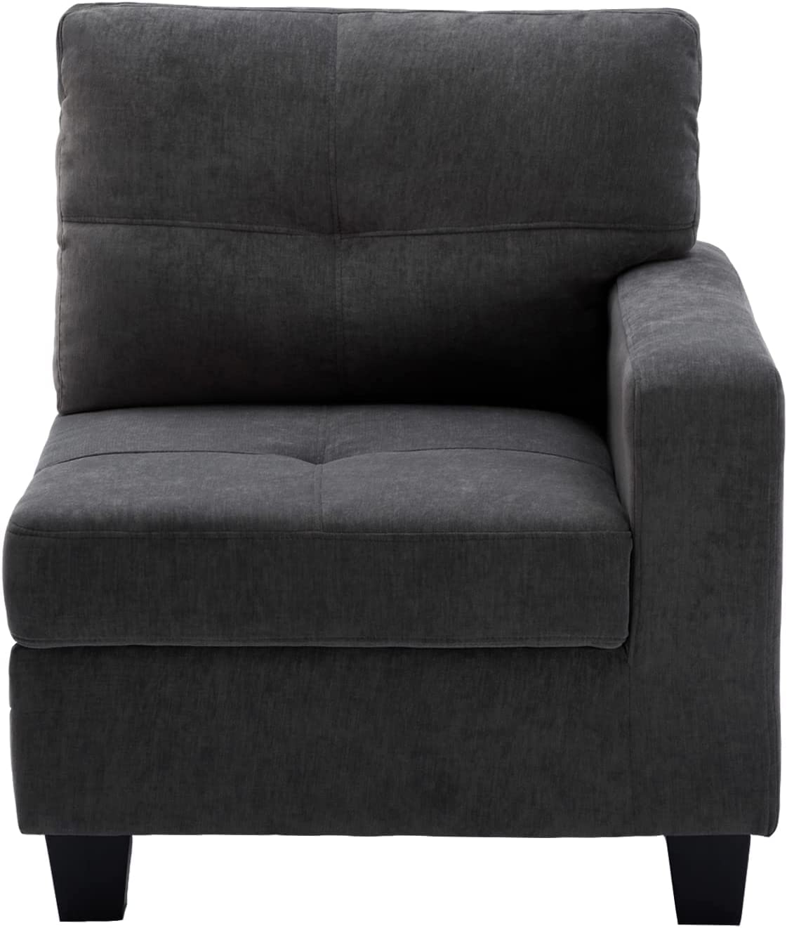 Poplarbox Modular Sectional Sofa Set - Velvet Upholstered Living Room Couch with Right Arm Chaise in Dark Gray | Perfect for Small Spaces, Apartments & Modern Home Decor