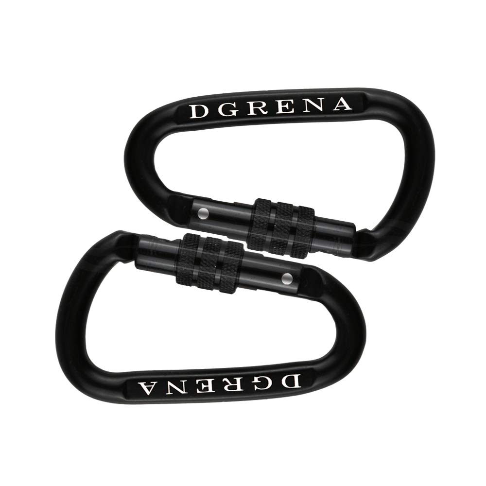 Heavy Duty Locking Carabiner Clip 2-Pack - 25KN/5510 lb Capacity Steel Alloy Climbing Carabiner - Secure for Hammocks, Camping, Hiking, Travel & Keychains - Ideal for Outdoor Adventures, Rock Climbing & Emergency Rescue Gear (Black)