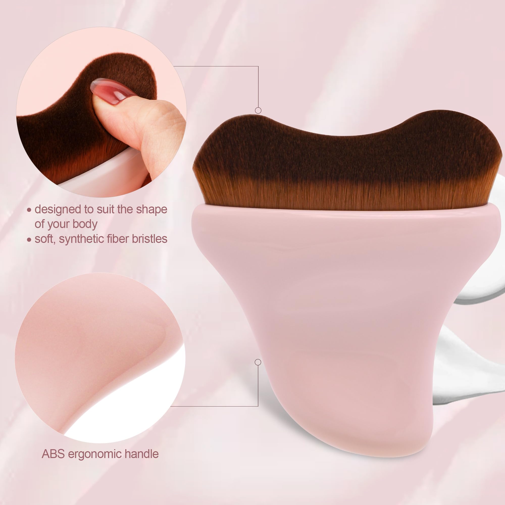 Best Self Tanner Brush - Kabuki Bronzer Brush for Face & Body - Makeup Brush for Self Tanning Mousse, Lotion & Sunscreen - Self Tanning Mitt Brush for Legs & Body - Perfect for Salon, Home Use & Travel (Pink)