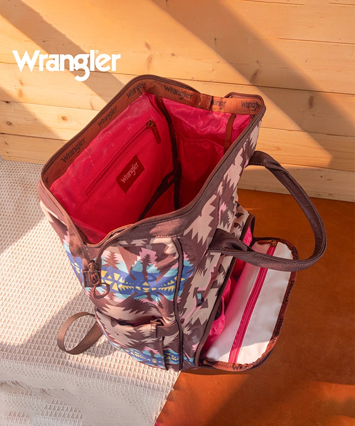 Wrangler Aztec Printed Diaper Bag - Stylish & Spacious Baby Essentials Organizer for Travel, Outings & Everyday Use