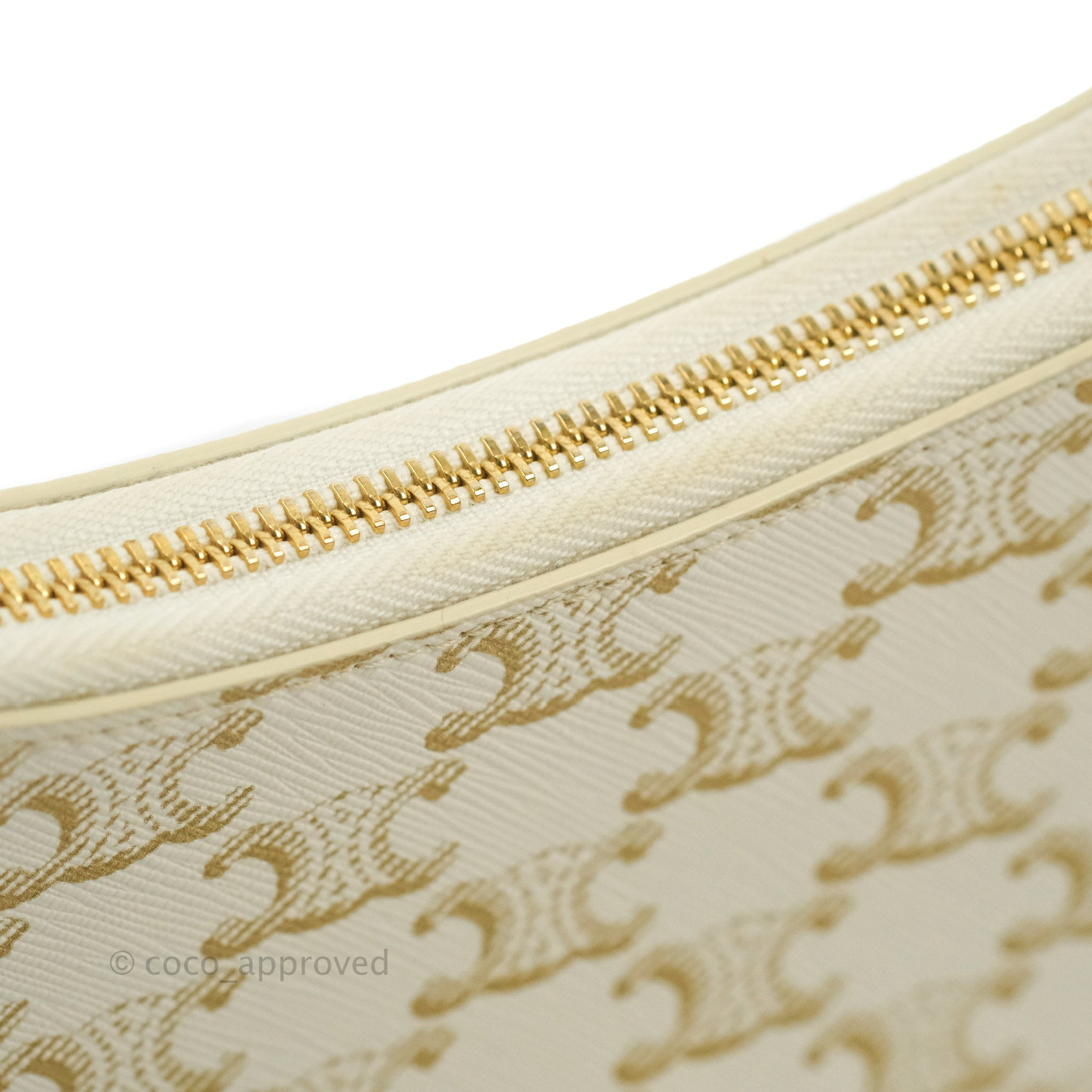 Celine Ava Bag in Triomphe Canvas & Calfskin Leather - White Luxury Handbag for Women | Perfect for Work, Travel & Everyday Use