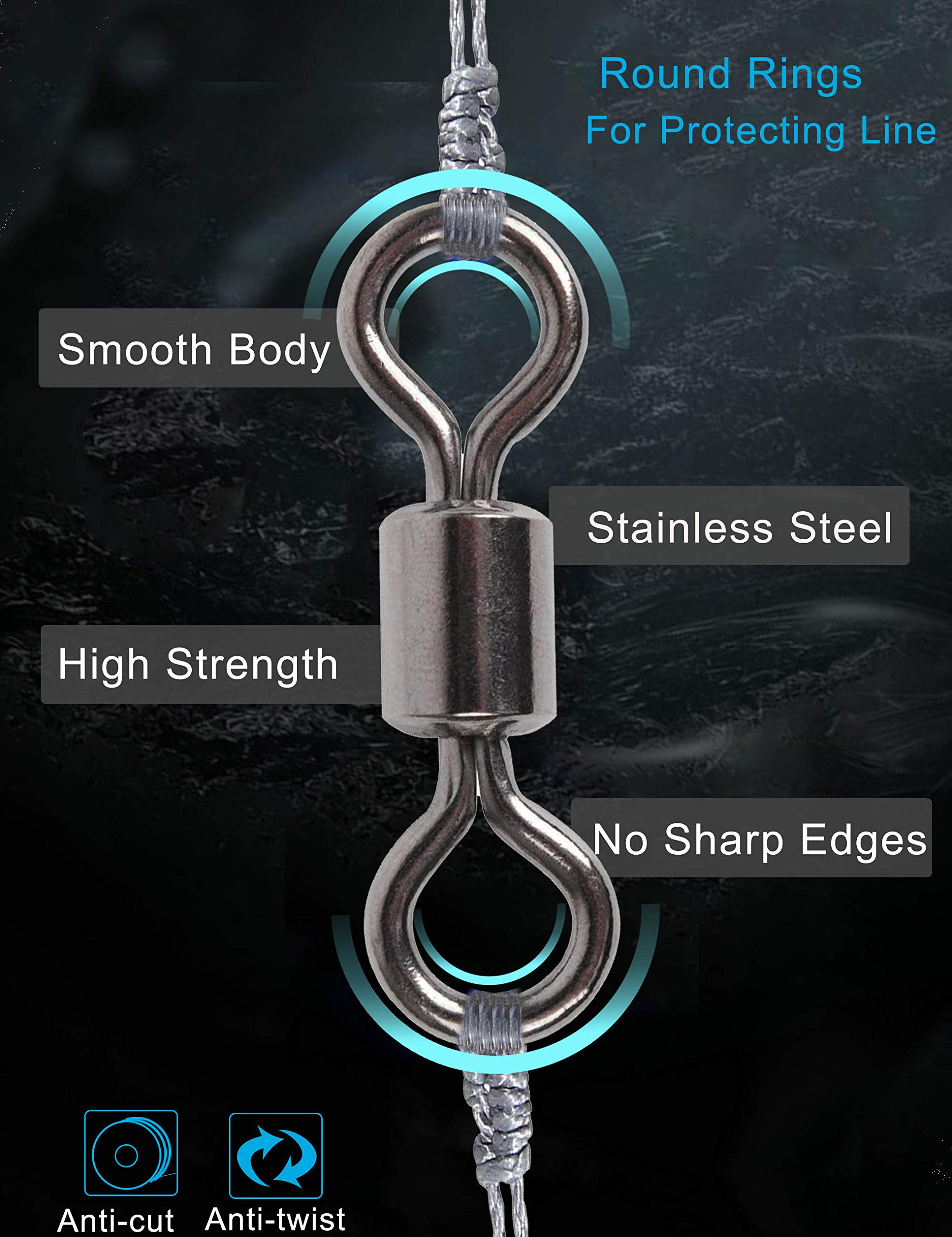 210pcs Fishing Barrel Swivels with Rolling Bearing Snap Connectors - Saltwater & Freshwater Fishing Gear for Bass, Trout & Catfish - Perfect for Lure Fishing, Trolling & Ice Fishing