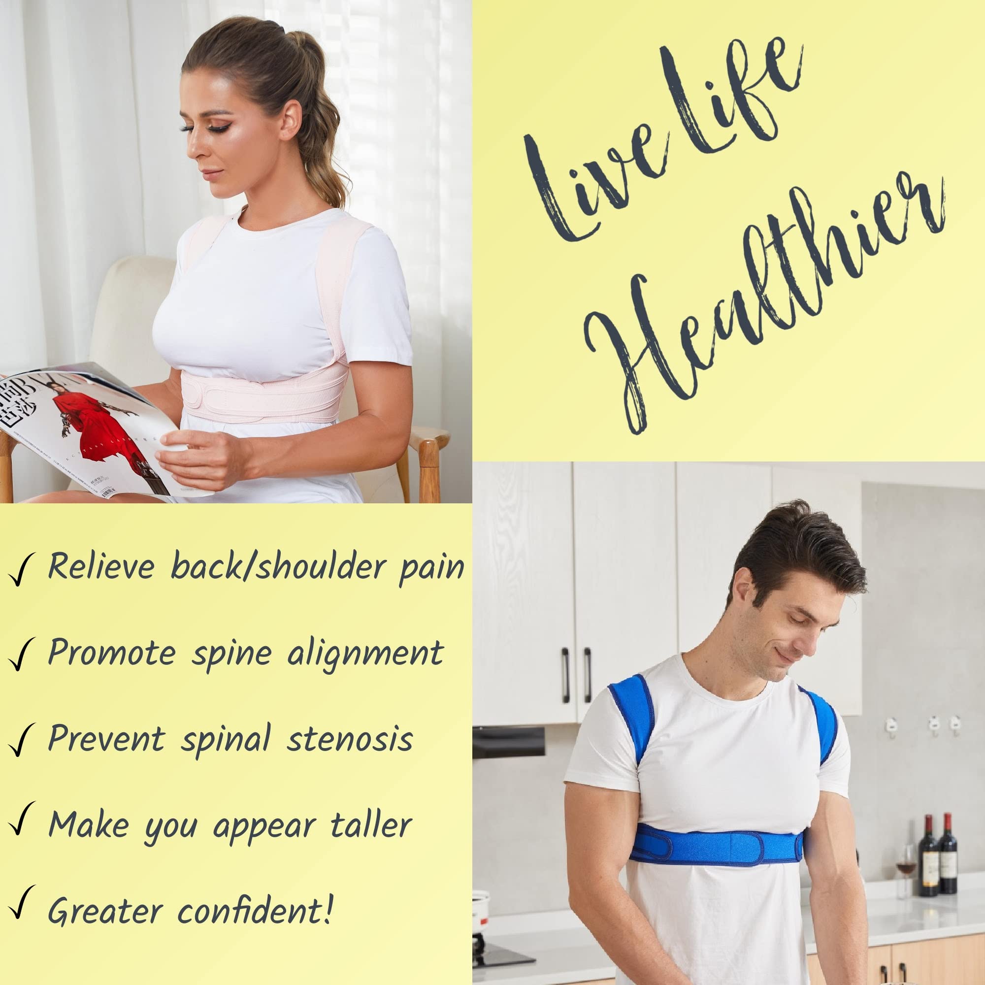 Adjustable Posture Corrector for Women & Men - Upper Back & Shoulder Brace for Pain Relief & Better Alignment | Improve Slouching, Reduce Back Pain & Muscle Fatigue | Perfect for Office Work, Driving & Daily Activities