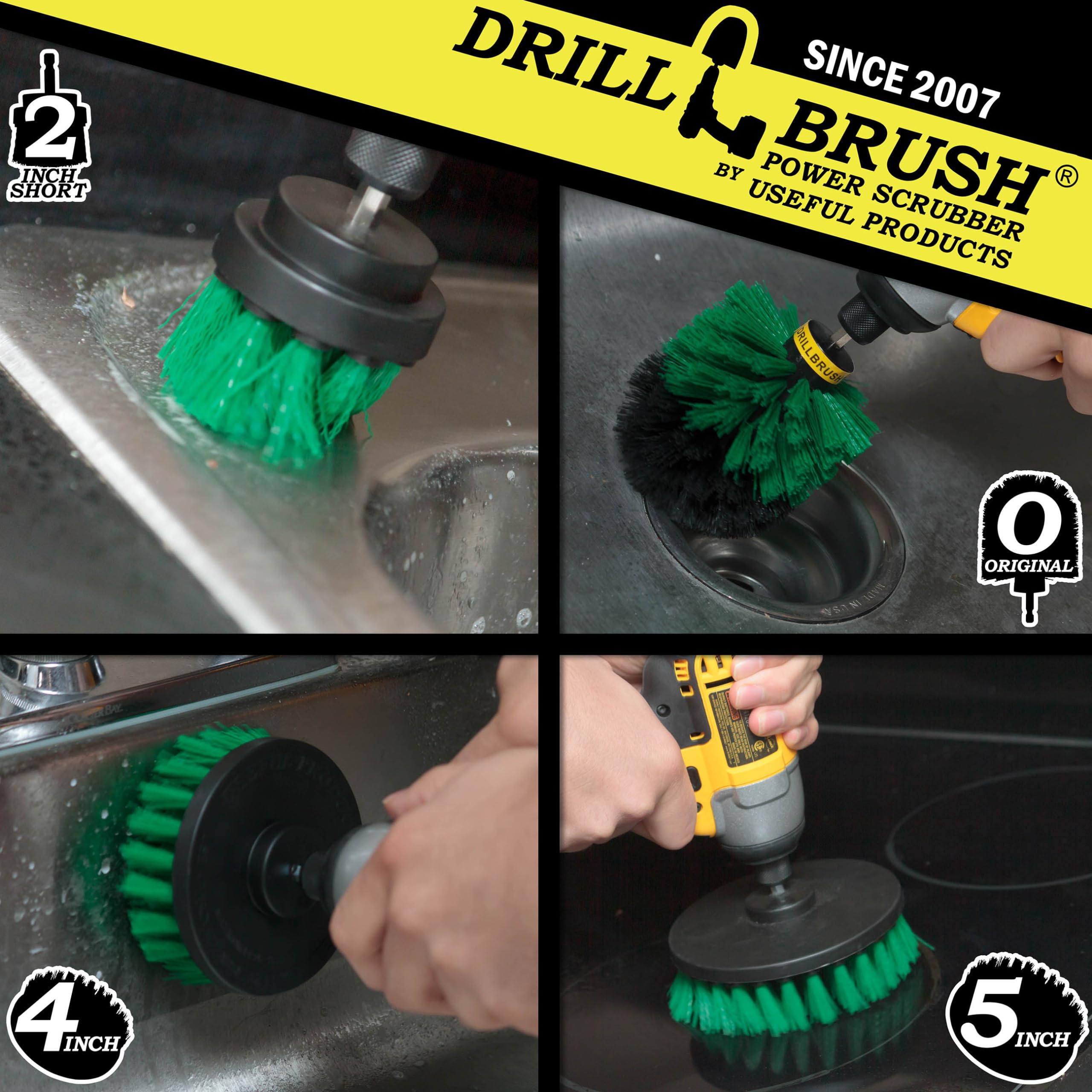 **4-Piece Drill Brush Set for Kitchen Cleaning - Stove, Oven, Sink, Backsplash, Tile & Grout Cleaner - Power Scrubber for Cast Iron Skillet, Floors & Dishes - Heavy-Duty Cleaning Supplies & Accessories**    *(Perfect for deep cleaning kitchens, bathrooms, and tough stains on cookware, tiles, and floors!)*