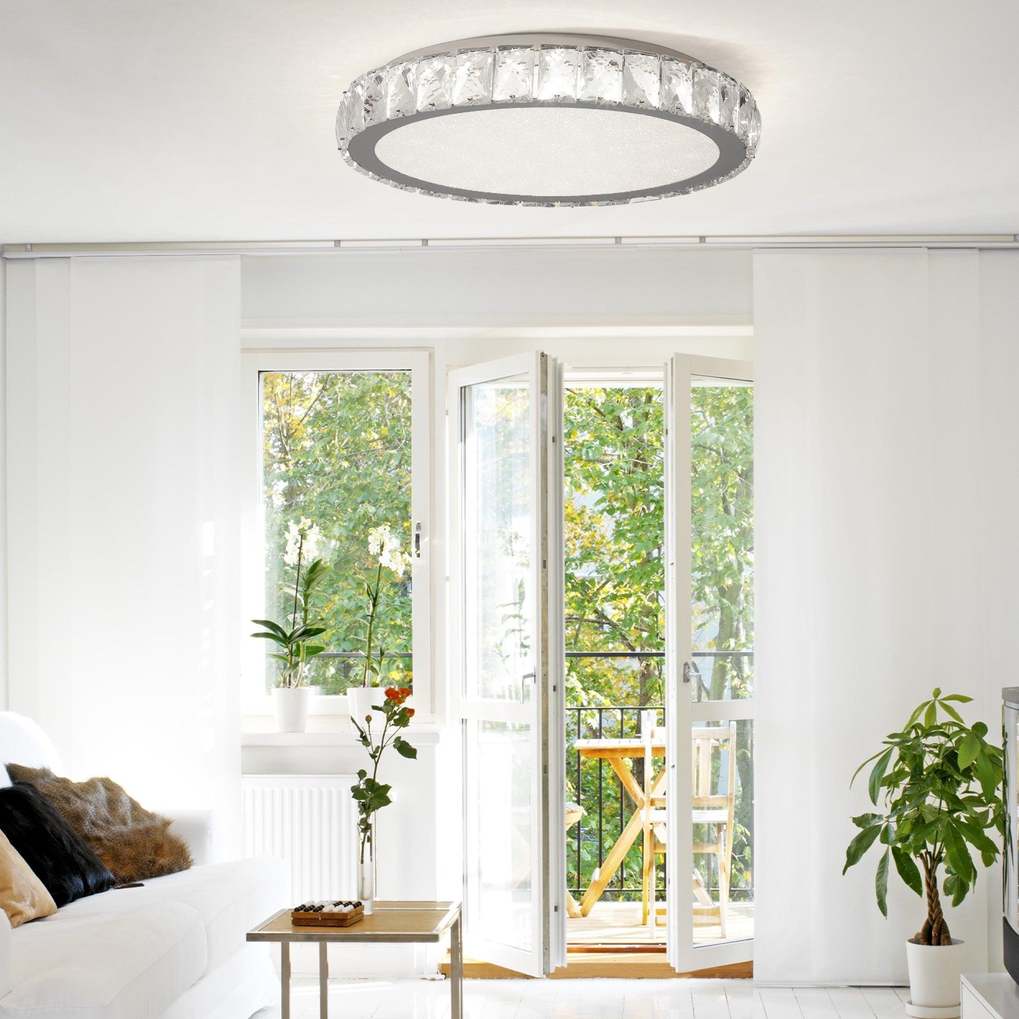 19.7 Inch Crystal LED Ceiling Light - 45W Dimmable Modern Flush Mount Fixture - Energy Saving LED Light for Living Room, Bedroom, Kitchen - Perfect for Home, Office & Restaurant Lighting