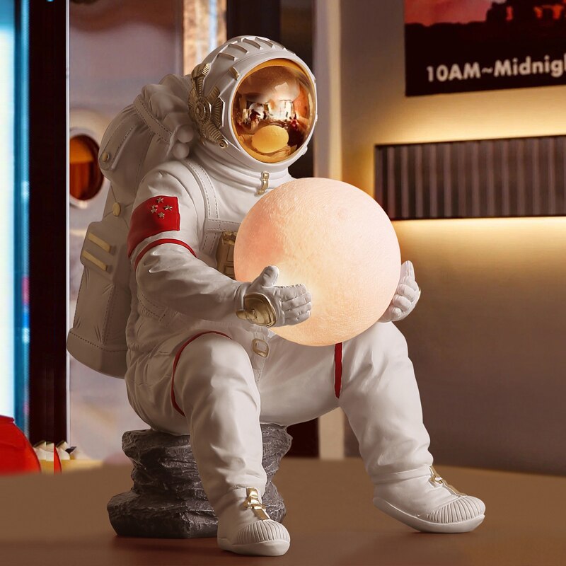 Astronaut Sculpture Statue Light - Unique LED Night Light for Home & Office Decor | Space-Themed Gift for Kids & Adults | Perfect for Bedroom, Living Room & Nursery