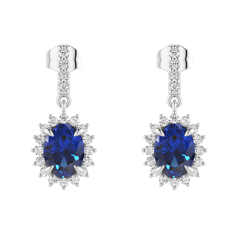 Elegant Sapphire Pendant Necklace & Dangle Earrings Set - 925 Sterling Silver Jewelry for Women | Perfect for Weddings, Anniversaries & Special Occasions