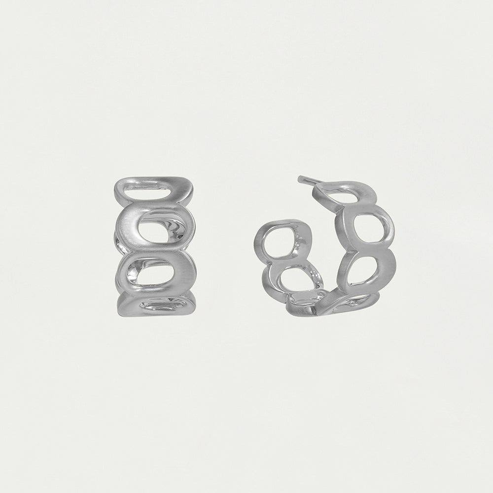 Crosby Link Huggie Hoop Earrings for Women - Sterling Silver Minimalist Hoop Earrings - Perfect for Everyday Wear & Gifts