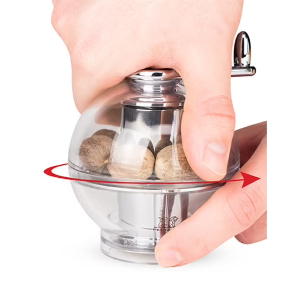 Premium Peugeot Tidore 4.5 Inch Manual Nutmeg Grinder - Acrylic Body with Stainless Steel Mechanism - Perfect for Fresh Nutmeg, Cinnamon & Spices - Ideal for Baking, Cooking & Coffee Shops