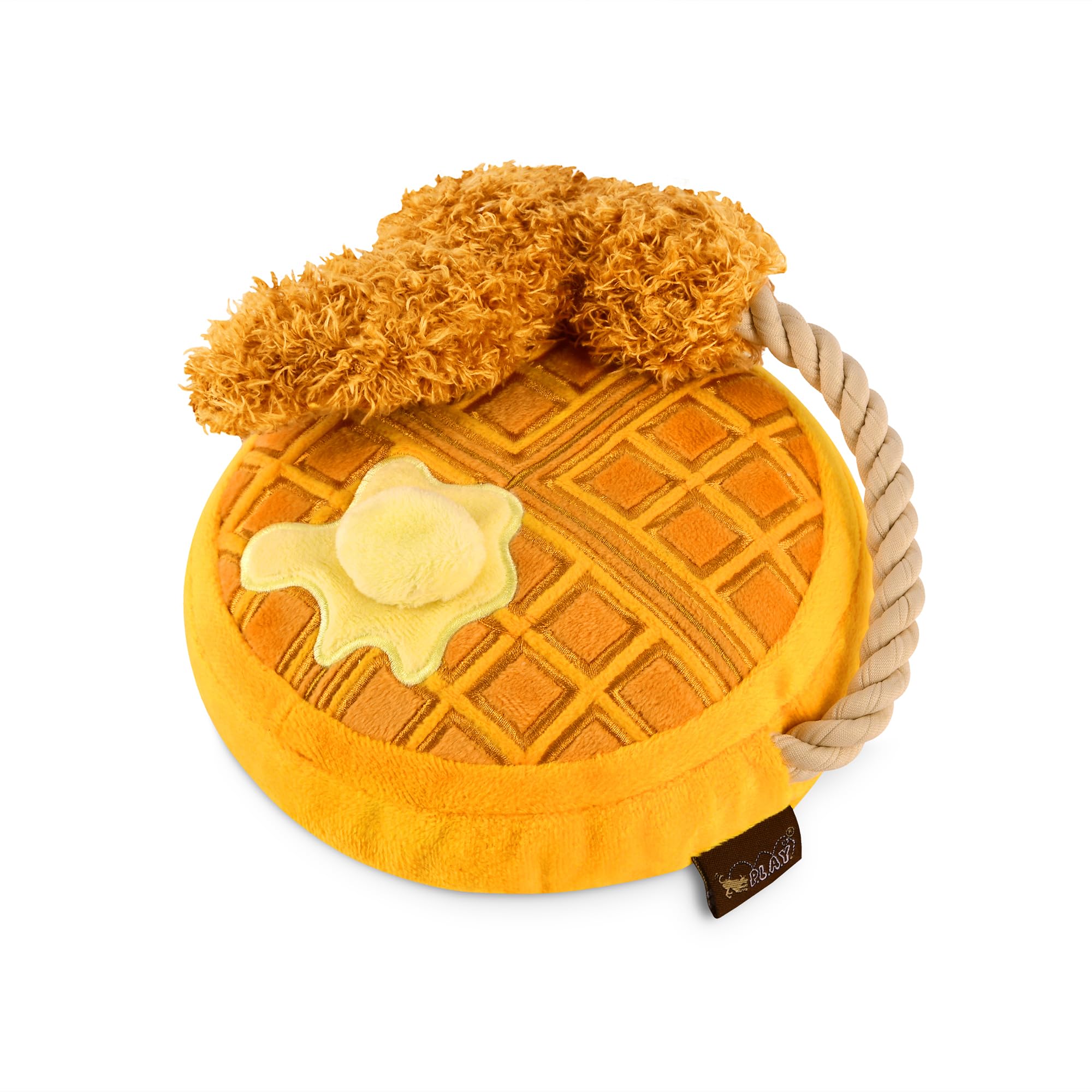 P.L.A.Y. Dog Toy - Soft Plush Chicken and Waffle Chew Toy for Small Dogs | Perfect for Indoor Play, Cuddling & Training