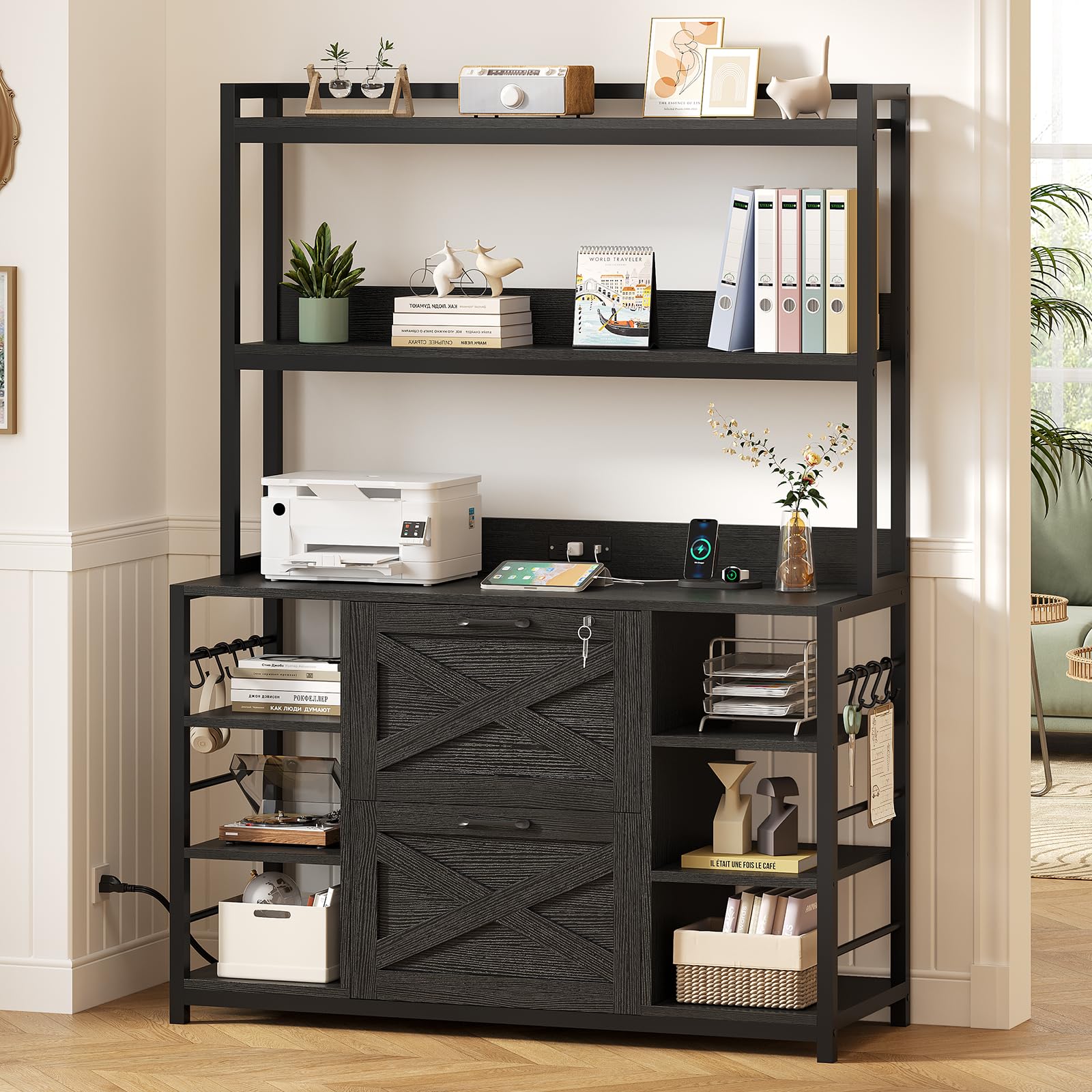 SEDETA 2-Drawer Vertical File Cabinet with Lock & USB Charging Station - Home Office Storage for Legal, Letter & A4 Size Documents - Black | Perfect for Organizing Home Office, Study Room or Small Business Workspace