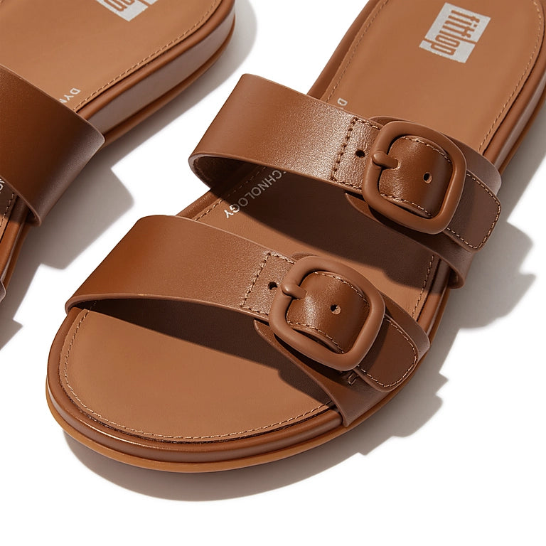Fitflop Gracie Women's Comfort Slide Sandals with Rubber Buckle & Two-Bar Design - Perfect for Beach, Pool, and Casual Summer Outfits