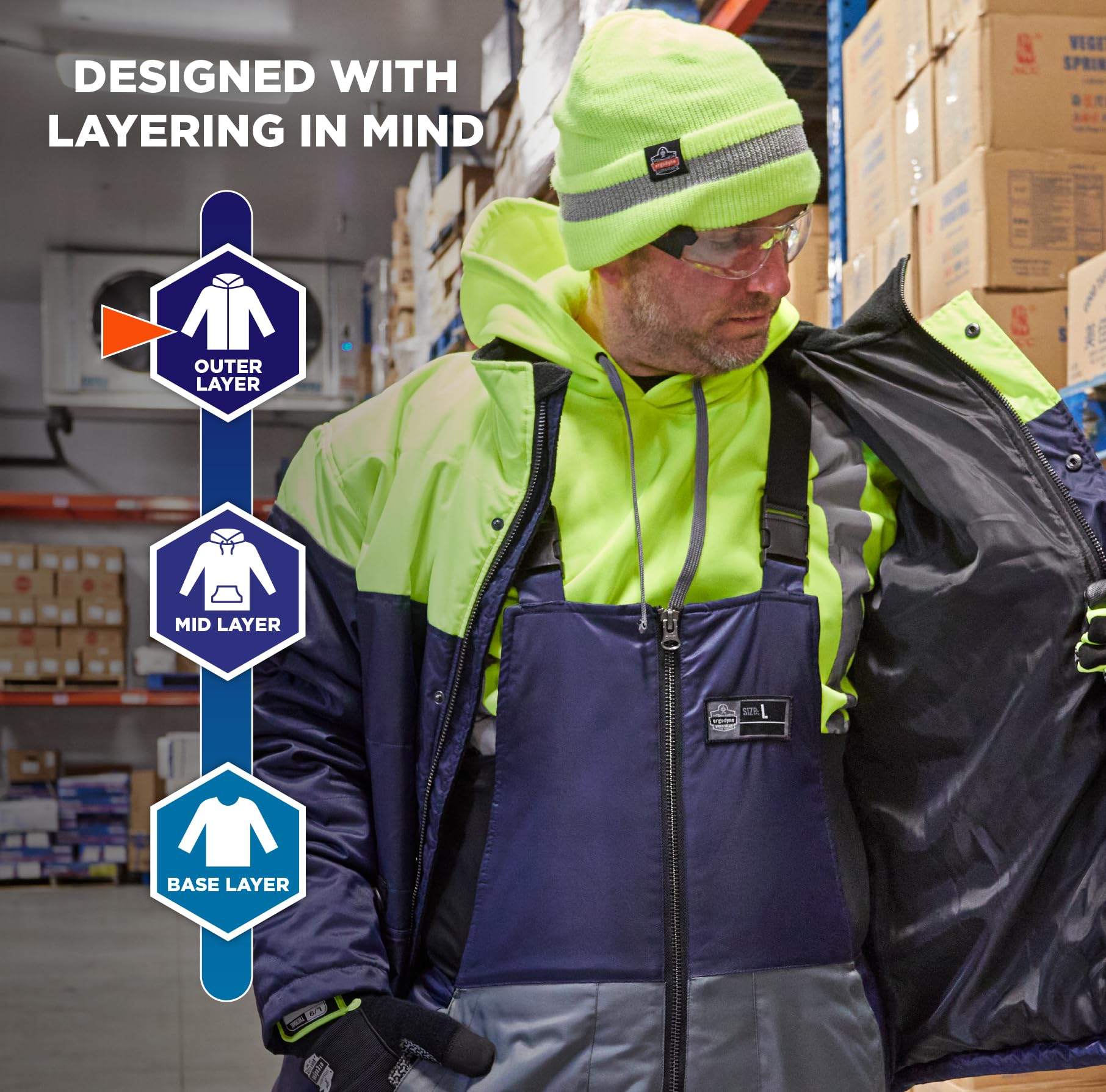 Ergodyne N-Ferno 6476 Insulated Freezer Jacket for Cold Storage Work - Heavy Duty Thermal Protection for Warehouse, Food Processing & Industrial Workers