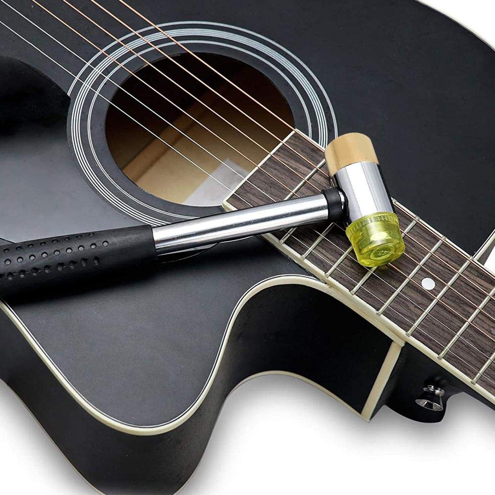 Professional Guitar Fret Hammer - Double Head Luthier Tool with Brass & Rubber Tips for Guitar, Bass, Mandolin & Ukulele Repair | Perfect for Instrument Setup, Maintenance & DIY Projects