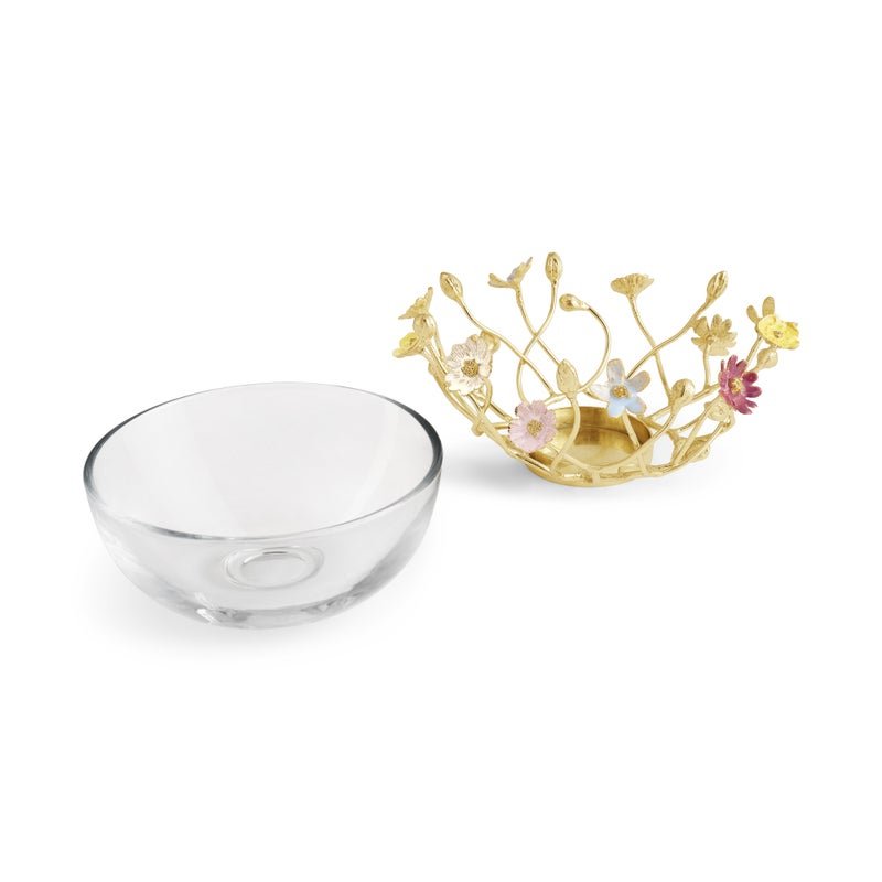 Wildflowers Small Glass Bowl - Elegant Decorative Bowl for Home Decor, Centerpiece, Candy Dish, or Gift - Perfect for Dining Table, Coffee Table, and Party Decorations