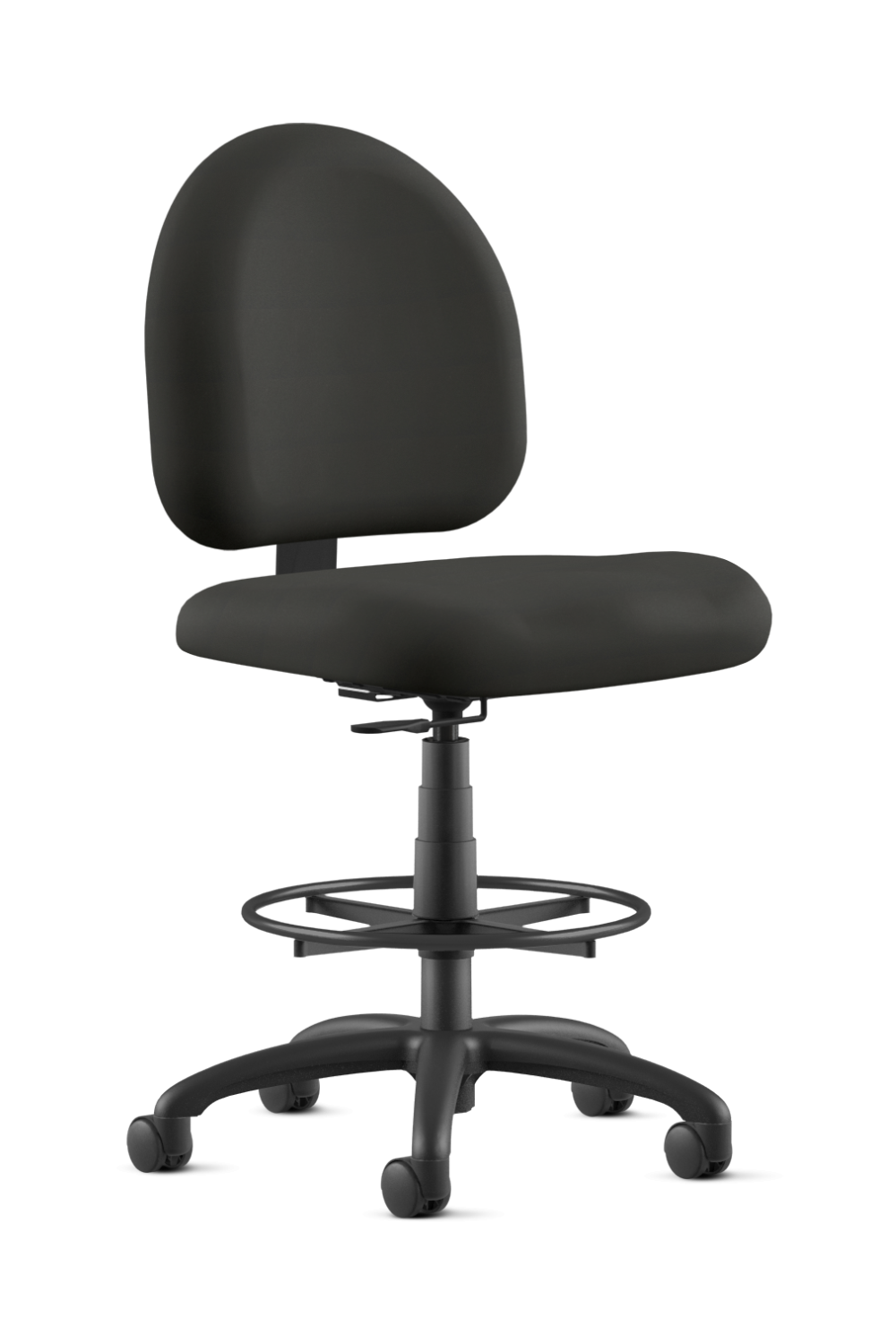 9 To 5 LOGIC 1725 CY36 Black Fabric Drafting Stool with Foot Ring and Mid Back Support - Ergonomic Office Chair for Architects, Designers & Artists - Perfect for Drafting Tables, Studios & Workspaces