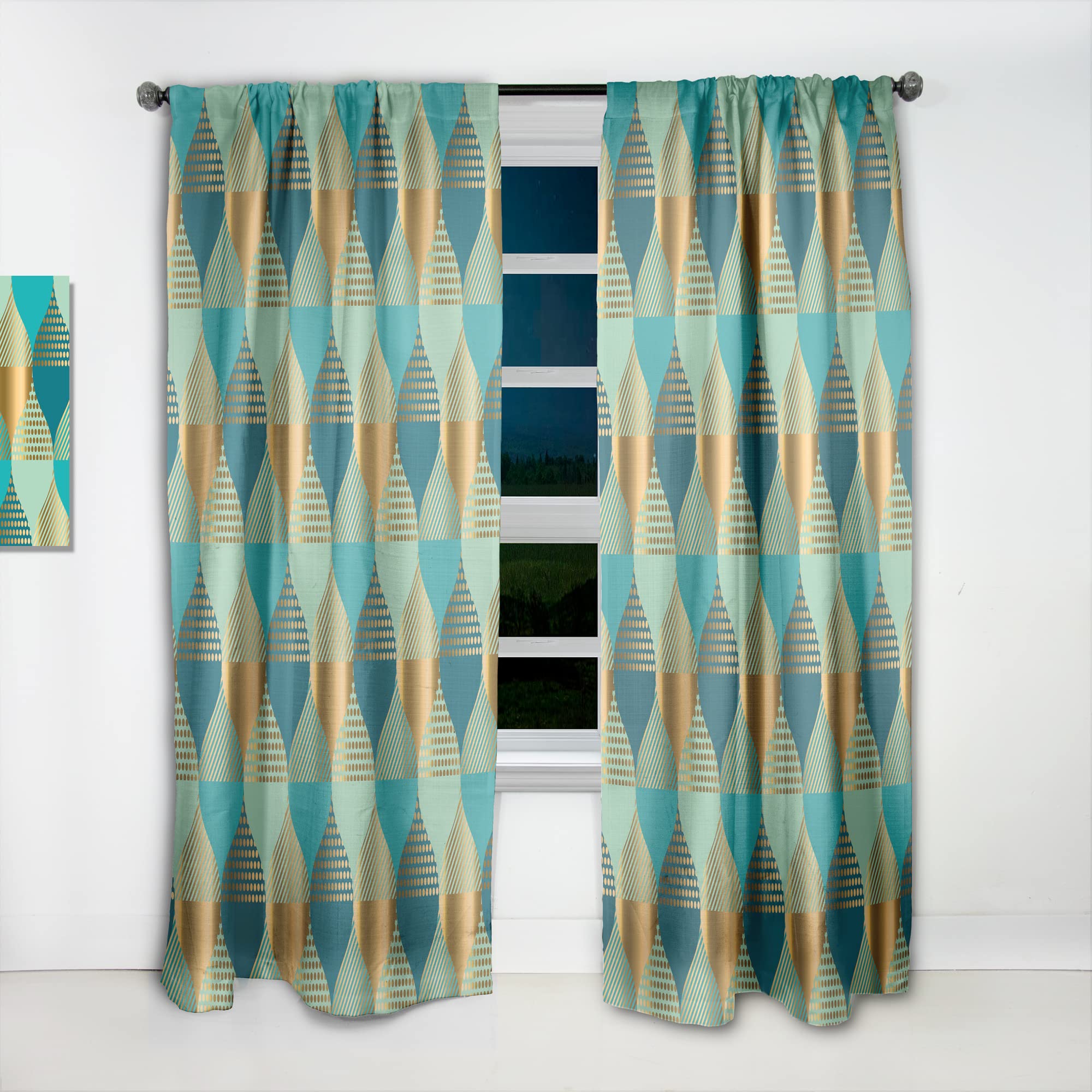DesignQ Luxury Retro Drops II Thermal Insulated Curtains - Single Panel 52x95 Inch - Elegant Window Treatments for Bedroom & Living Room | Perfect for Home Decor, Light Blocking & Energy Saving