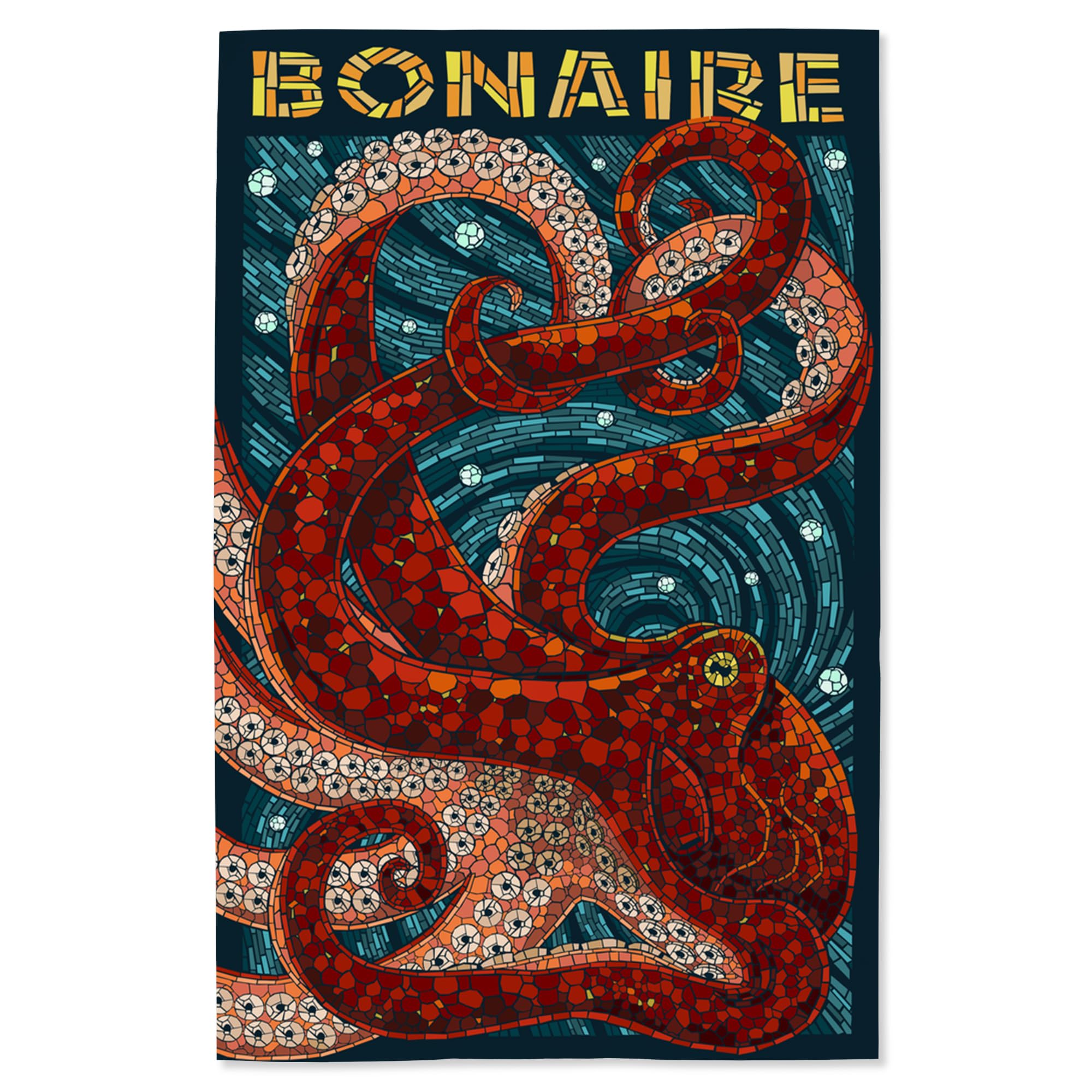 Lantern Press 16x24 Inch Giclee Art Print - Bonaire Dutch Caribbean Octopus Mosaic Wall Decor | Perfect for Living Room, Bedroom & Office