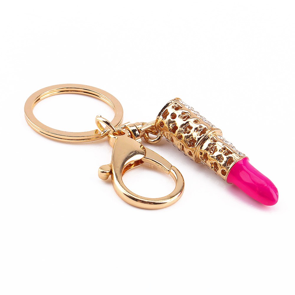 Yosoo Crystal Lipstick Keychain - Rhinestone Purse Charm Pendant for Women & Girls | Fashion Accessories Gift for Christmas, Birthday, Party | Perfect for Handbags, Wallets & Keyrings