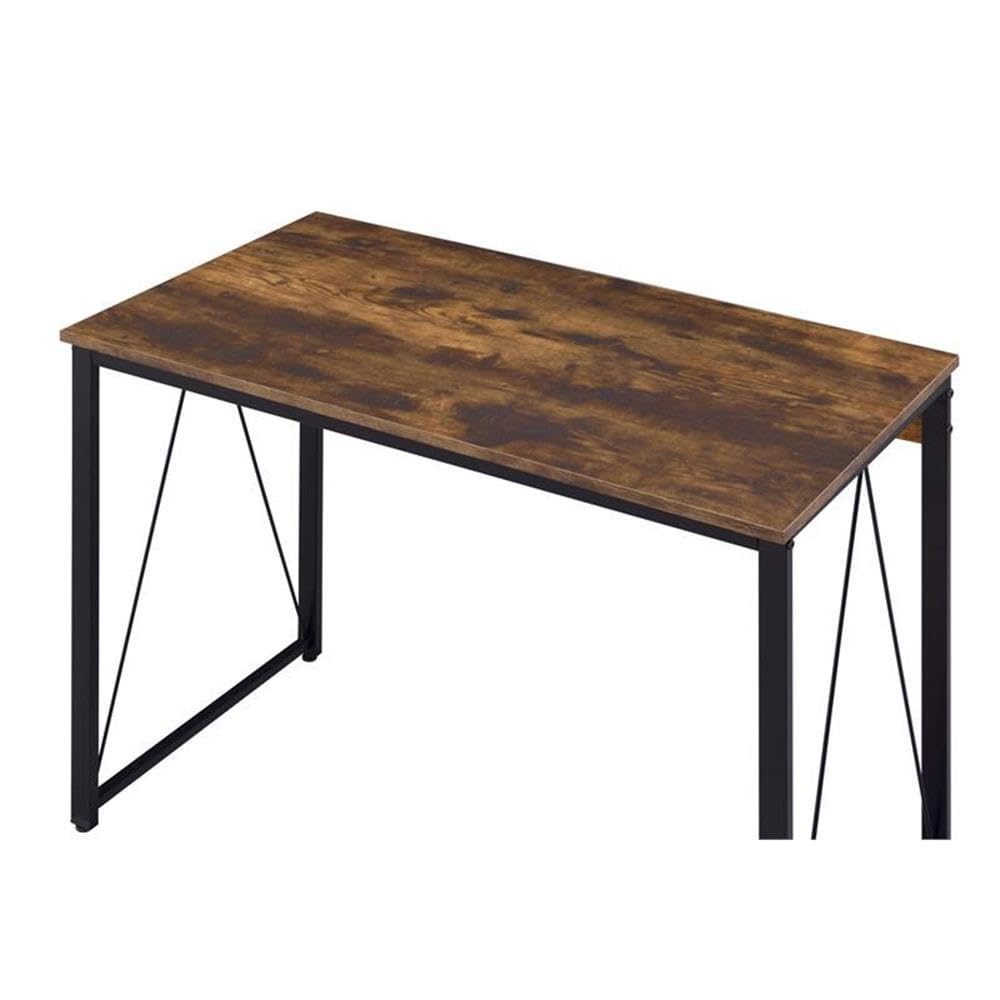 Acme Zaidin Wooden Rectangle Writing Desk - Weathered Oak & Black Finish - Perfect for Home Office, Study & Workspace
