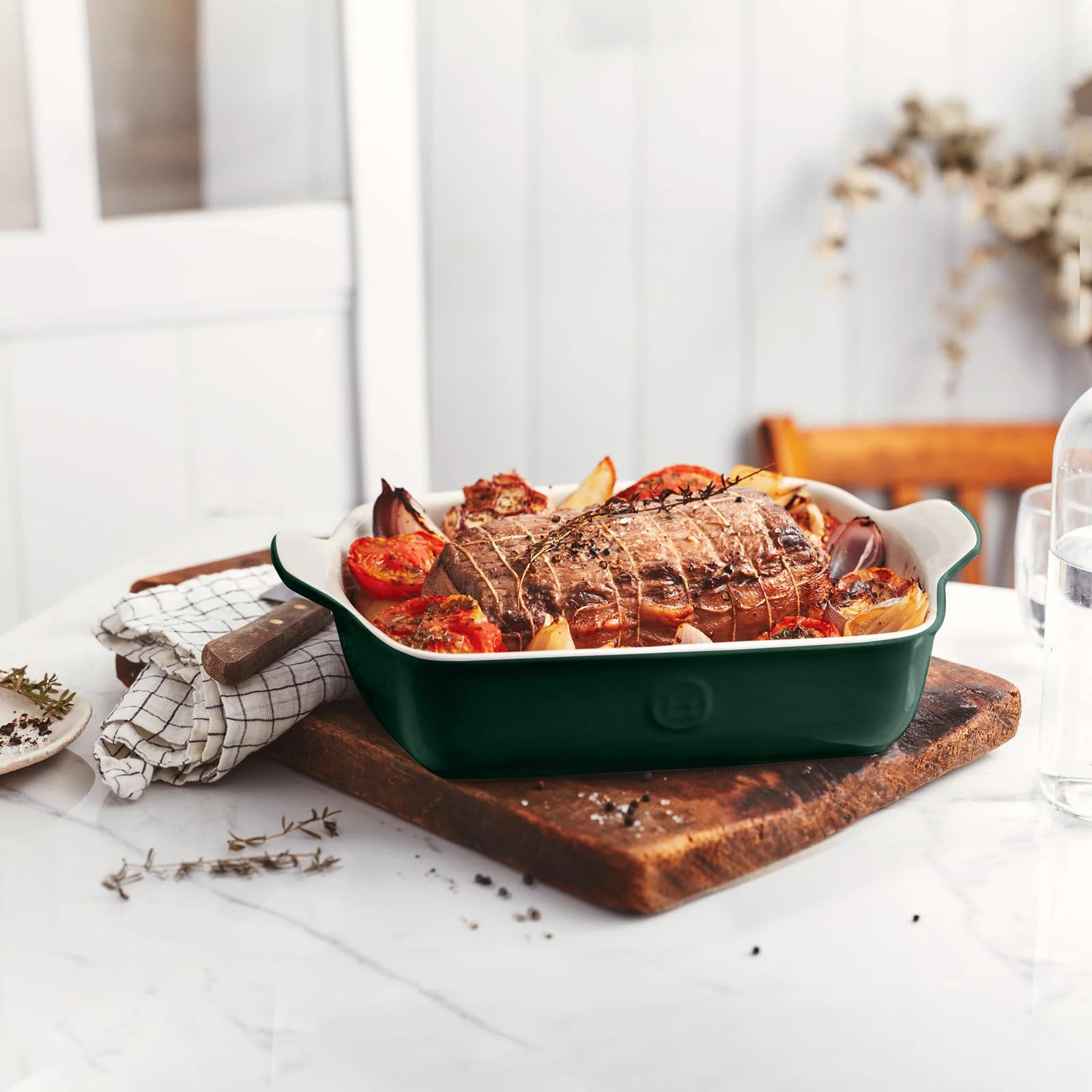 Emile Henry 9x9 Inch 2 Quart Square Baking Dish - Modern Classics Collection | Evergreen | Perfect for Casseroles, Brownies & Family Dinners