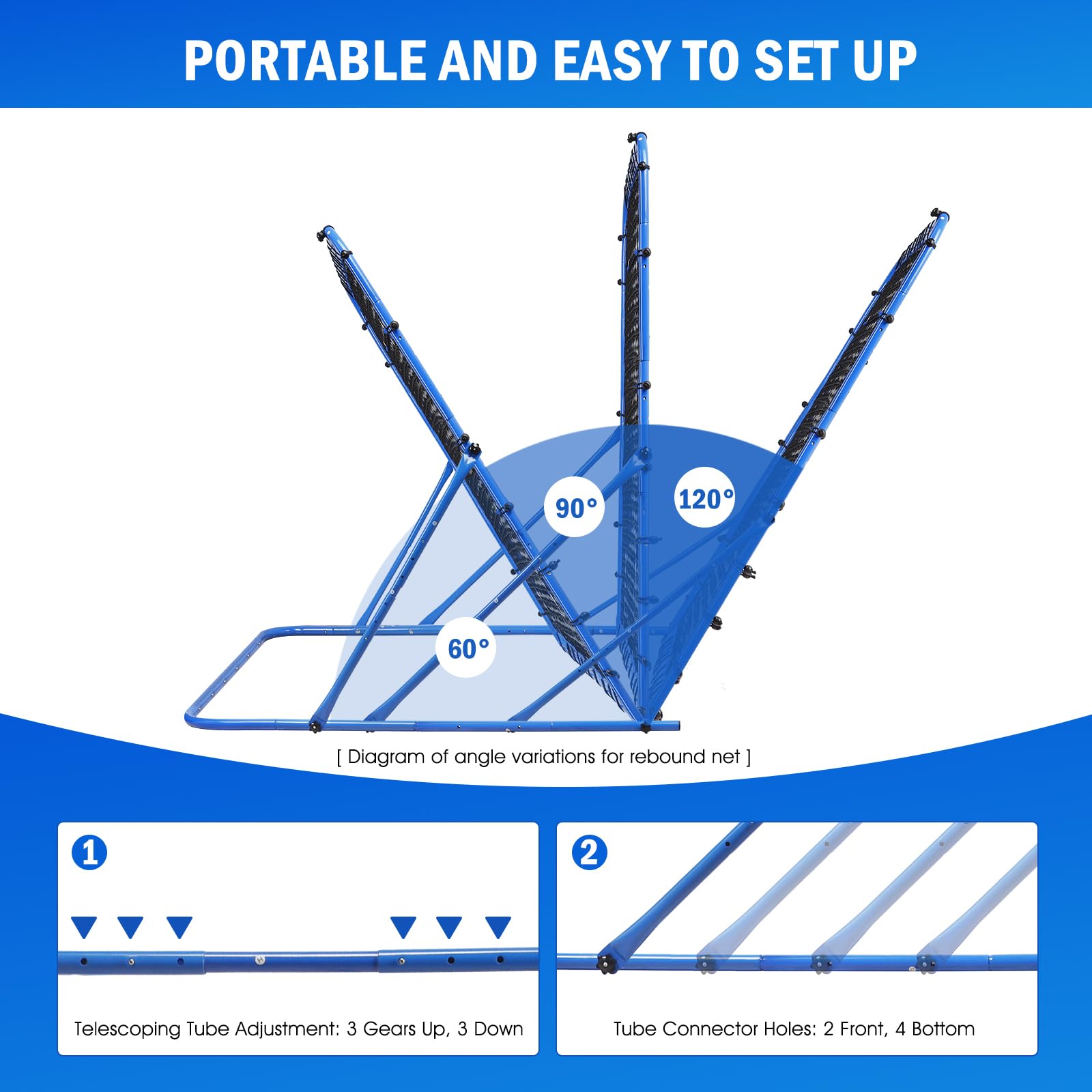 Adjustable Soccer Rebounder Net - Quick-Switch Angle Training for Ball Control & Passing Practice | Portable Soccer Training Equipment for Kids, Teens & Adults | Perfect for Backyard Drills, Team Practice & Solo Training