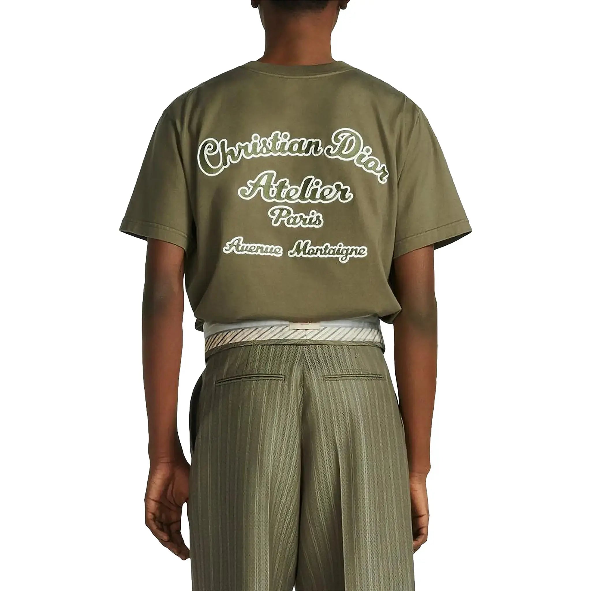 Dior 'Christian Dior Atelier' Relaxed Fit Khaki Cotton T-Shirt for Men - Casual Luxury Streetwear for Everyday Wear & Fashion Outings
