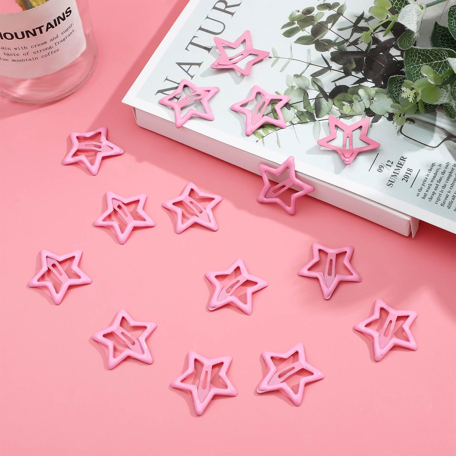 30 Pieces Pink Star Hair Clips - Cute No Slip Metal Hair Barrettes for Women & Girls (Mixed Colors) - Perfect for School, Parties, and Everyday Hairstyles