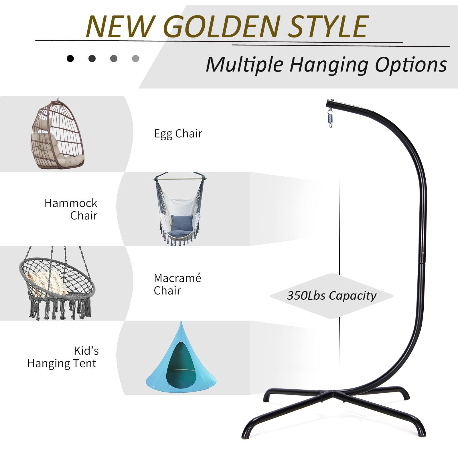 Heavy Duty Hanging Egg Chair Stand - Sturdy Hammock Swing Chair Stand for Indoor & Outdoor Use - Perfect for Bedroom, Patio, Garden Relaxation