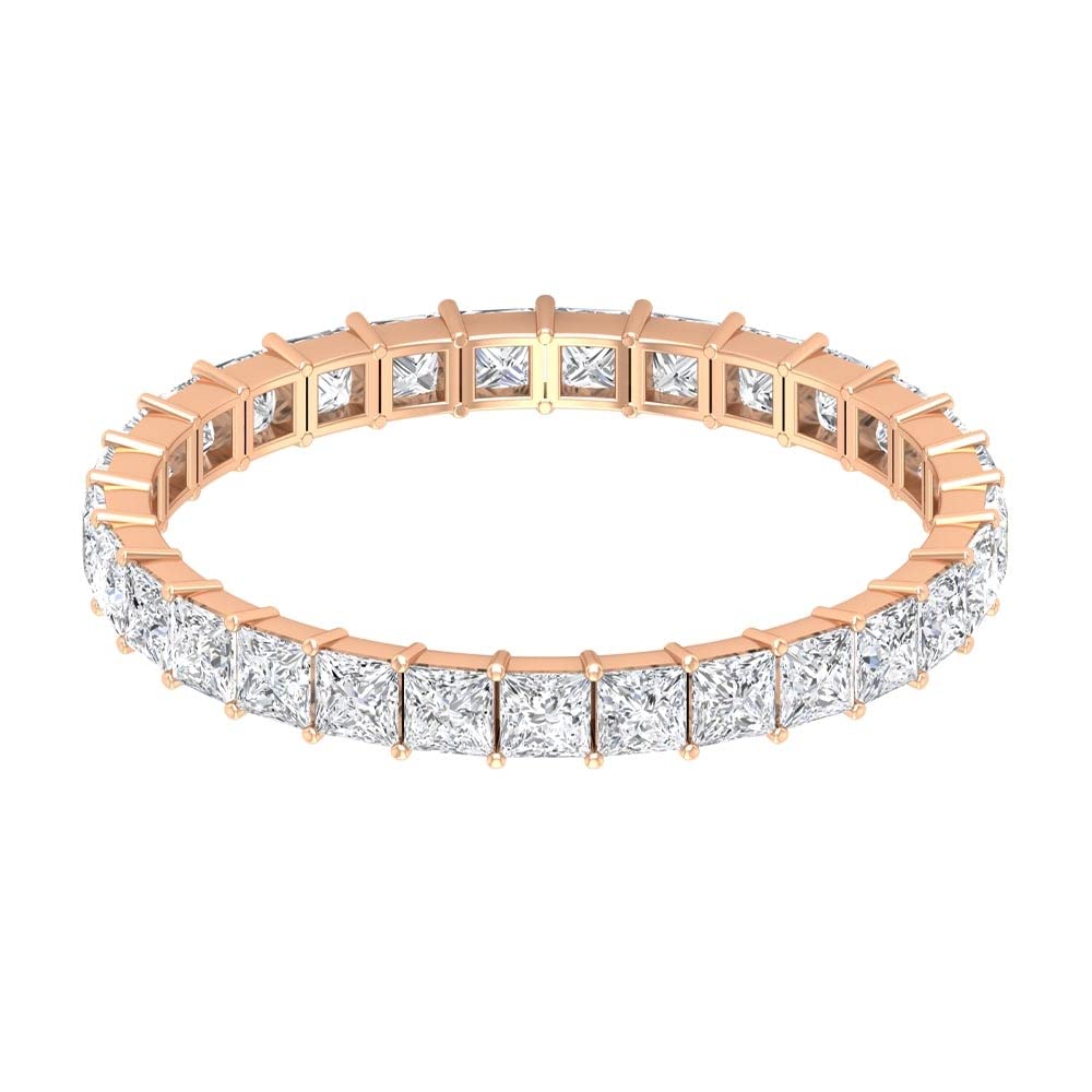 1.50 Carat Princess Cut Zircon Eternity Ring for Women in 14K Solid Gold - Elegant Wedding Band, Anniversary Gift & Everyday Jewelry for Special Occasions