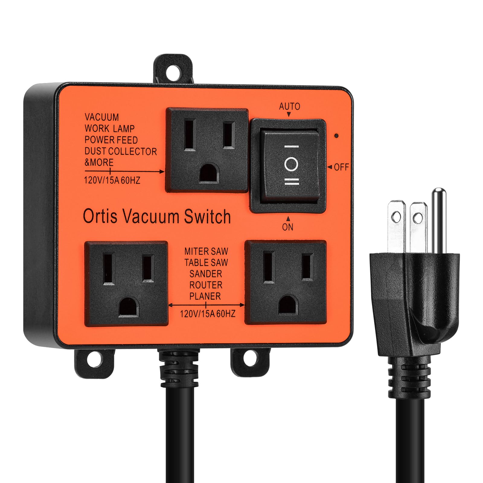 Ortis Automatic Vacuum Switch for Power Tools - Delayed On/Off to Prevent Circuit Overload & Tripping - Keep Workspace Clean & Improve Air Quality - Ideal for Woodworking, Construction, and DIY Projects