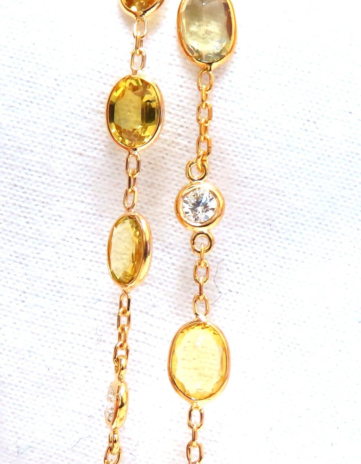 27ct Fancy Vivid Yellow Sapphire Diamond Station Necklace in 14K Gold - Perfect for Weddings, Anniversaries & Special Occasions