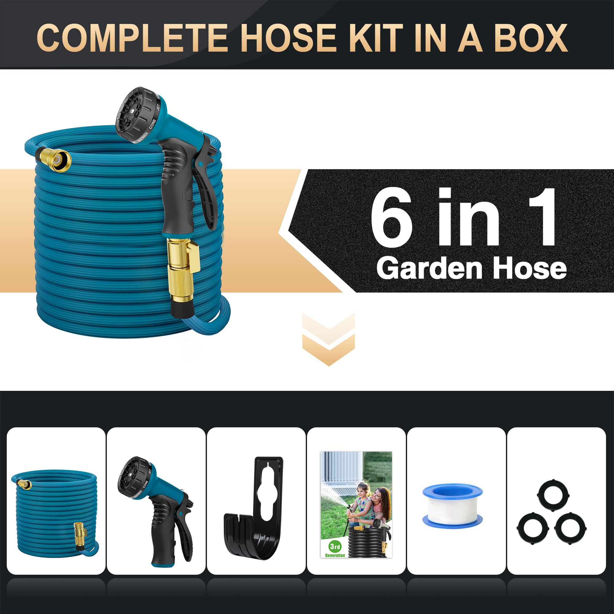 Lefree 100ft Expandable Garden Hose - Flexible & Kink-Free Water Hose with 40-Layer Nano Rubber Technology | Perfect for Yard, Lawn, Garden Watering & Outdoor Cleaning