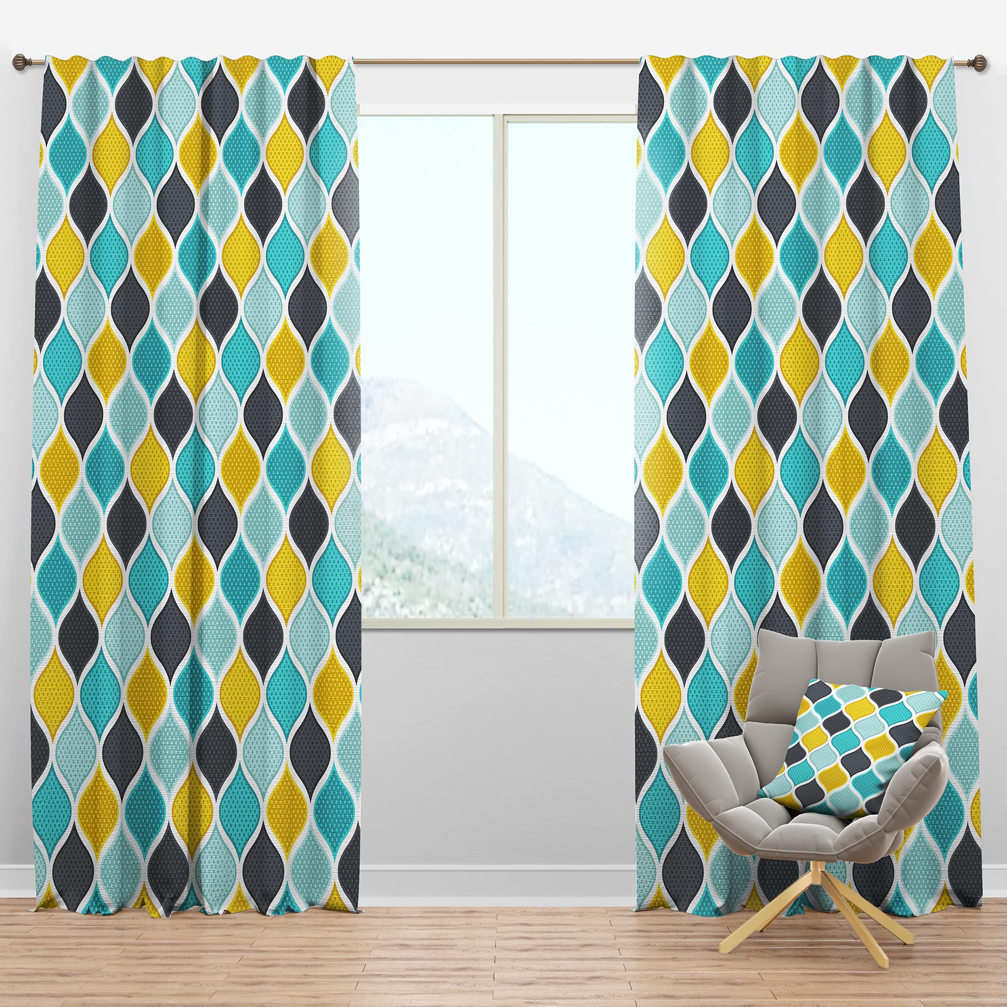 DesignQ Blackout Curtains - Thermal Insulated Geometric Pattern Drapes for Bedroom & Living Room (52x120, Single Panel) - Perfect for Light Blocking, Privacy & Energy Efficiency