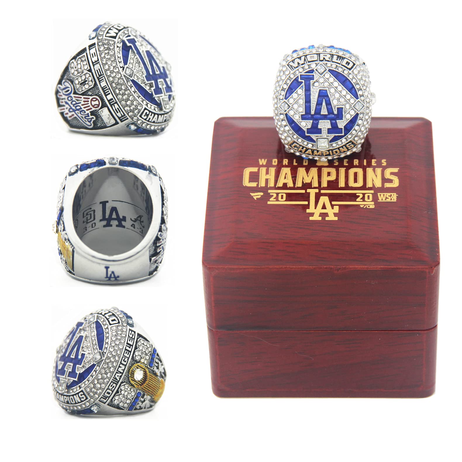 2020 LA World Champions Ring with Wooden Box - Championship Ring Gift for Men, Women, Kids & Fathers - Perfect for Sports Fans, Collectors & Special Occasions