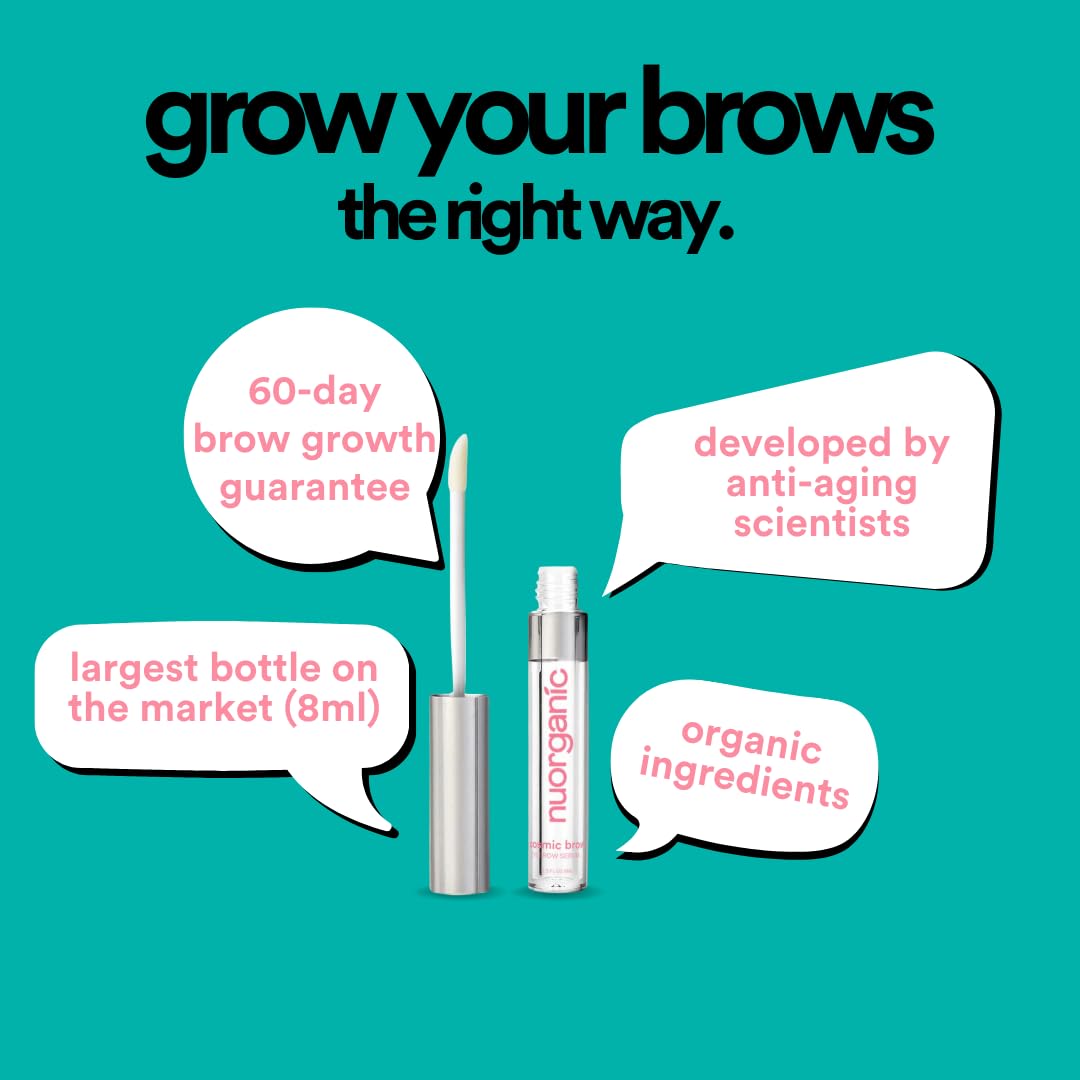 Nuorganic Clinically Proven Eyebrow Growth Serum for Women & Men - 8ml Natural Vegan Brow Enhancer for Thicker Eyebrows in 30 Days | Cruelty-Free Eyebrow Serum for Sparse Brows & Fuller Look | Perfect for Daily Beauty Routine & Special Occasions