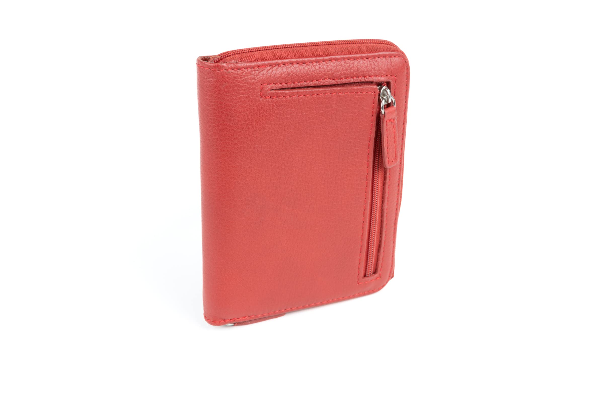RFID Leather Zip Around Passport Wallet for Men & Women - Anti-Theft Travel Wallet with RFID Blocking - Perfect for Airports, International Trips & Secure Document Storage (Red)