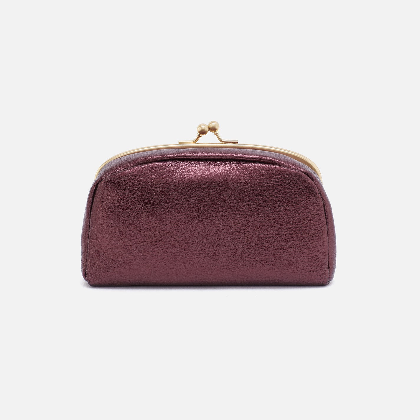 Metallic Leather Face Frame Pouch in Frosted Plum - Stylish Cosmetic Bag for Travel, Gym & Everyday Use