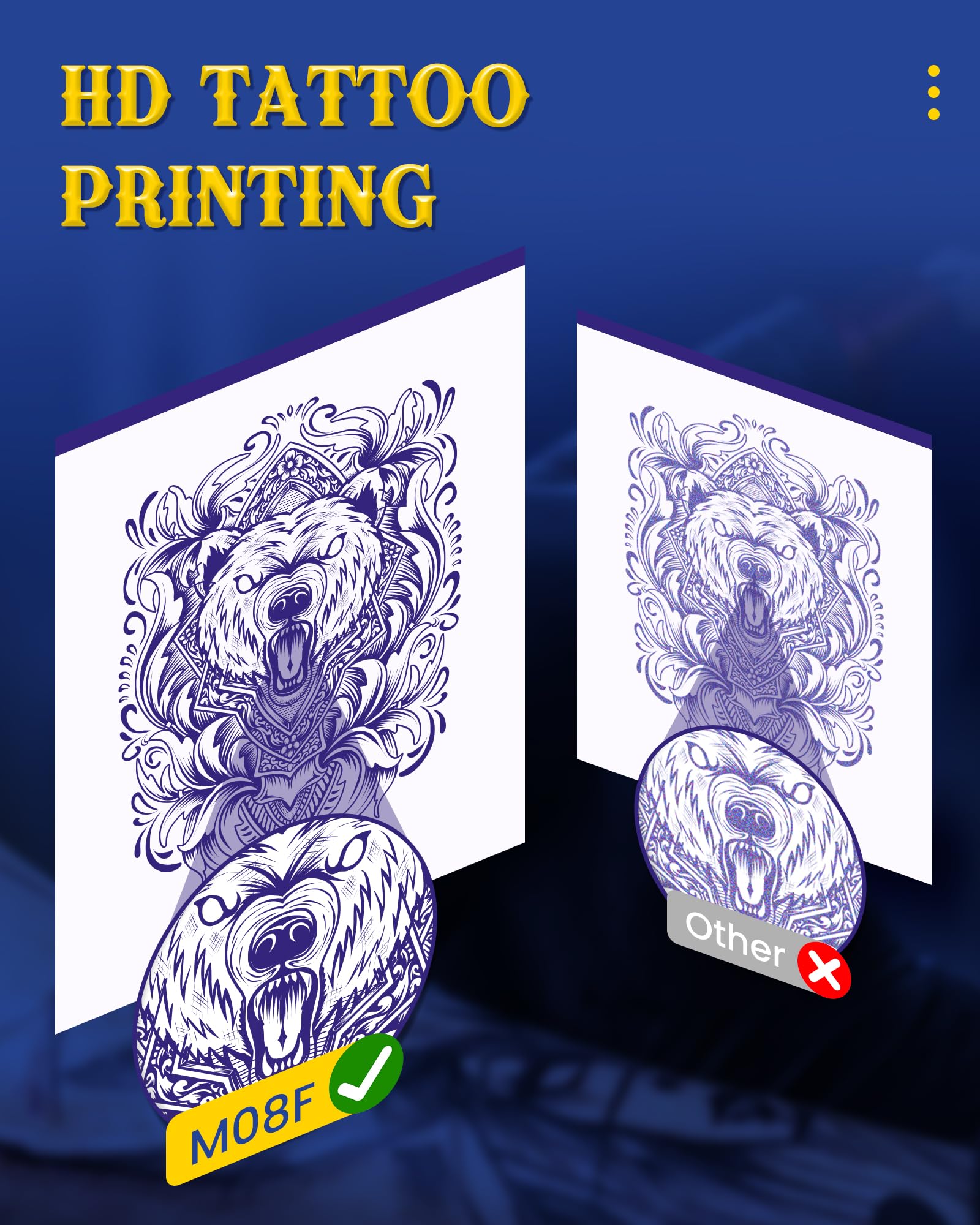Itari M08F Wireless Tattoo Stencil Printer - Bluetooth Thermal Transfer Machine for Tattoo Artists with 10pcs Transfer Paper, Smartphone & PC Compatible - Perfect for Tattoo Shops, Home Studios & Professional Tattooing (Black)