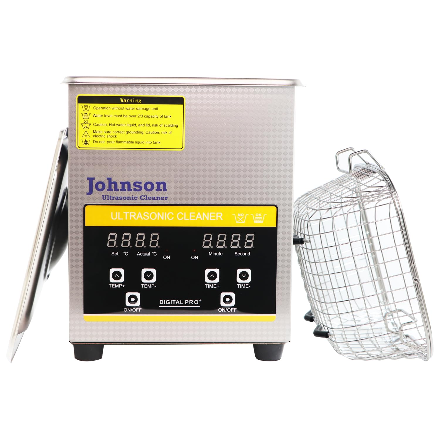 Johnson Professional 2L Ultrasonic Cleaner with Digital Timer & Heater - 40kHz Jewelry, Denture, Watch & Eyeglass Cleaner - Perfect for Home, Dental Clinics & Jewelry Stores