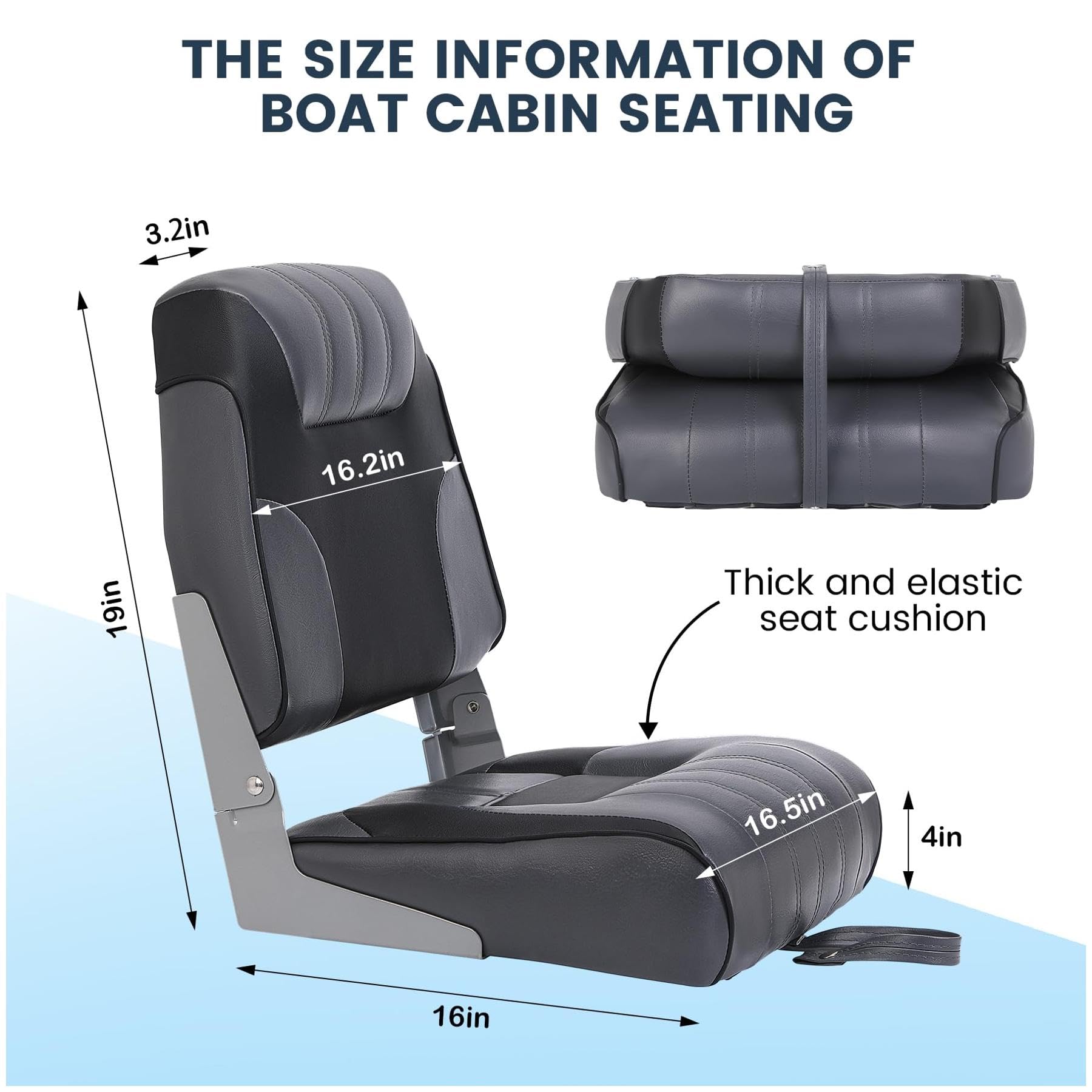 **GARVEE 2 Pack Foldable Boat Seats with Thickened Cushion, Weatherproof PVC & Aluminum Hinges – Easy Install for Fishing, Boating & Sightseeing**