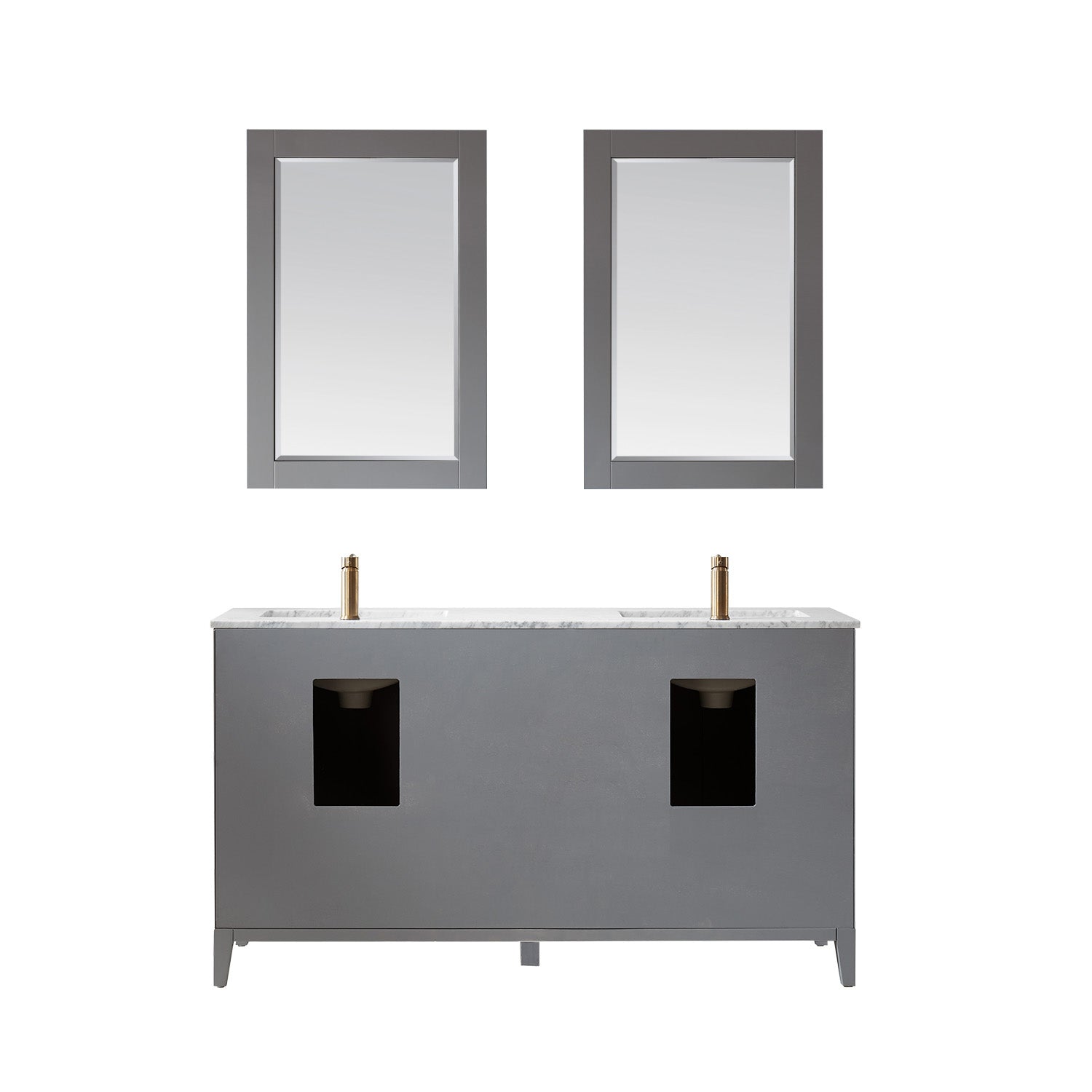 Sutton 60 Inch Double Bathroom Vanity Set with Marble Countertop - Modern Bathroom Furniture for Master Bath & Guest Bath Remodeling
