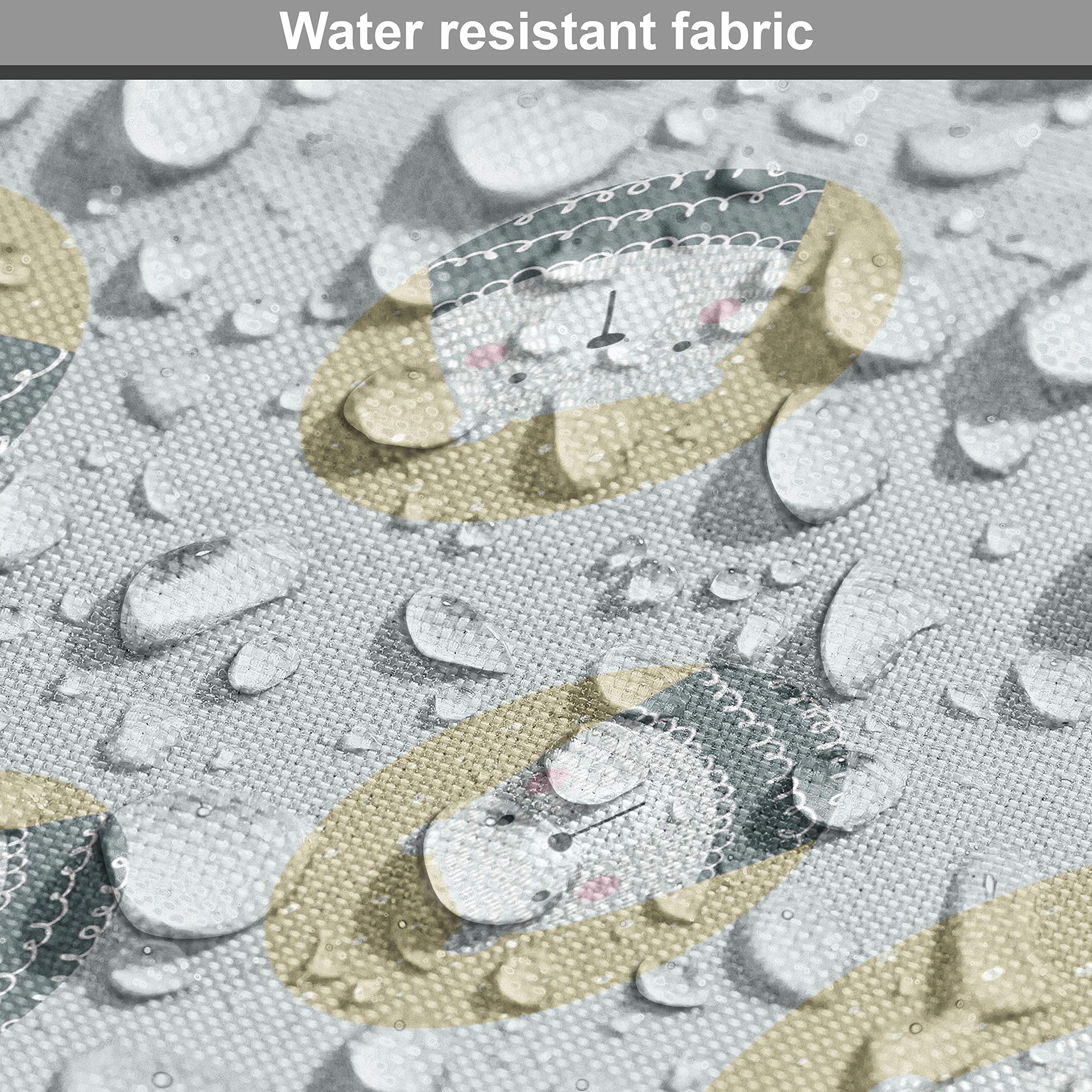 Ambesonne Scandinavian Fabric by The Yard - Polar Bear in Winter Sweater Finnish Animal Design on Pale Backdrop - Decorative Upholstery Fabric for Sofa, Curtains & Home Decor - 10 Yards Pale Blue-Grey Khaki - Perfect for Nordic Living Room & Cozy Winter Decor