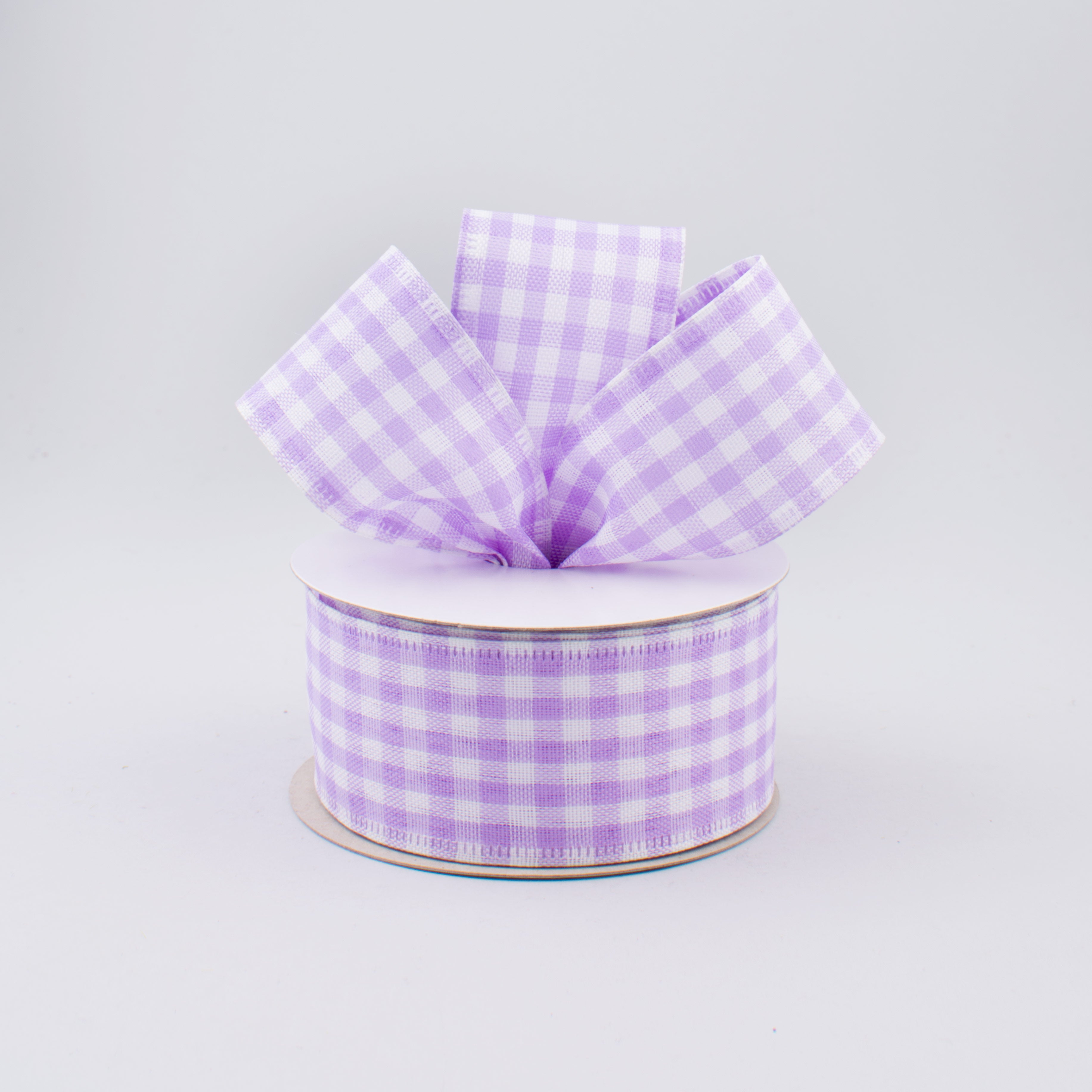 1.5 Inch Gingham Check Wired Ribbon - Lavender Purple & White Craft Ribbon (10 Yards) for Gift Wrapping, DIY Projects, Wedding Decorations & Party Favors
