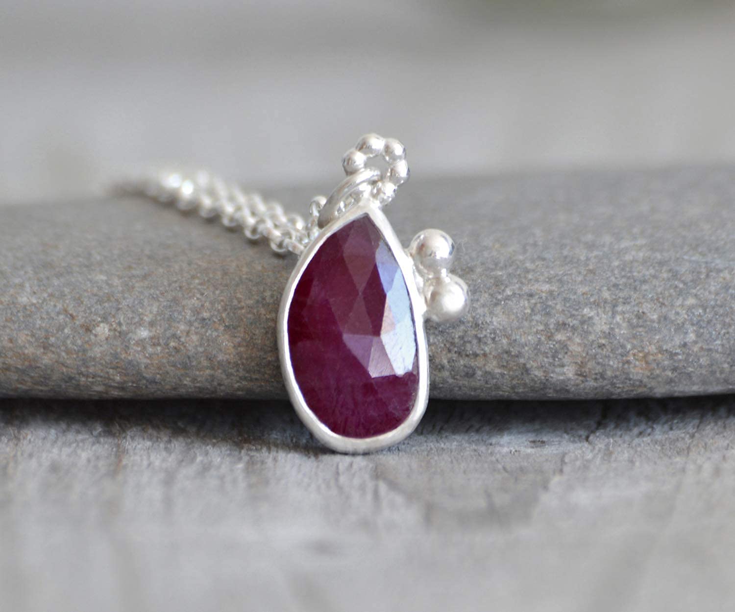 2.75ct Rose Cut Ruby Necklace - July Birthstone Jewelry for Women | Elegant Gift for Anniversary, Birthday & Special Occasions